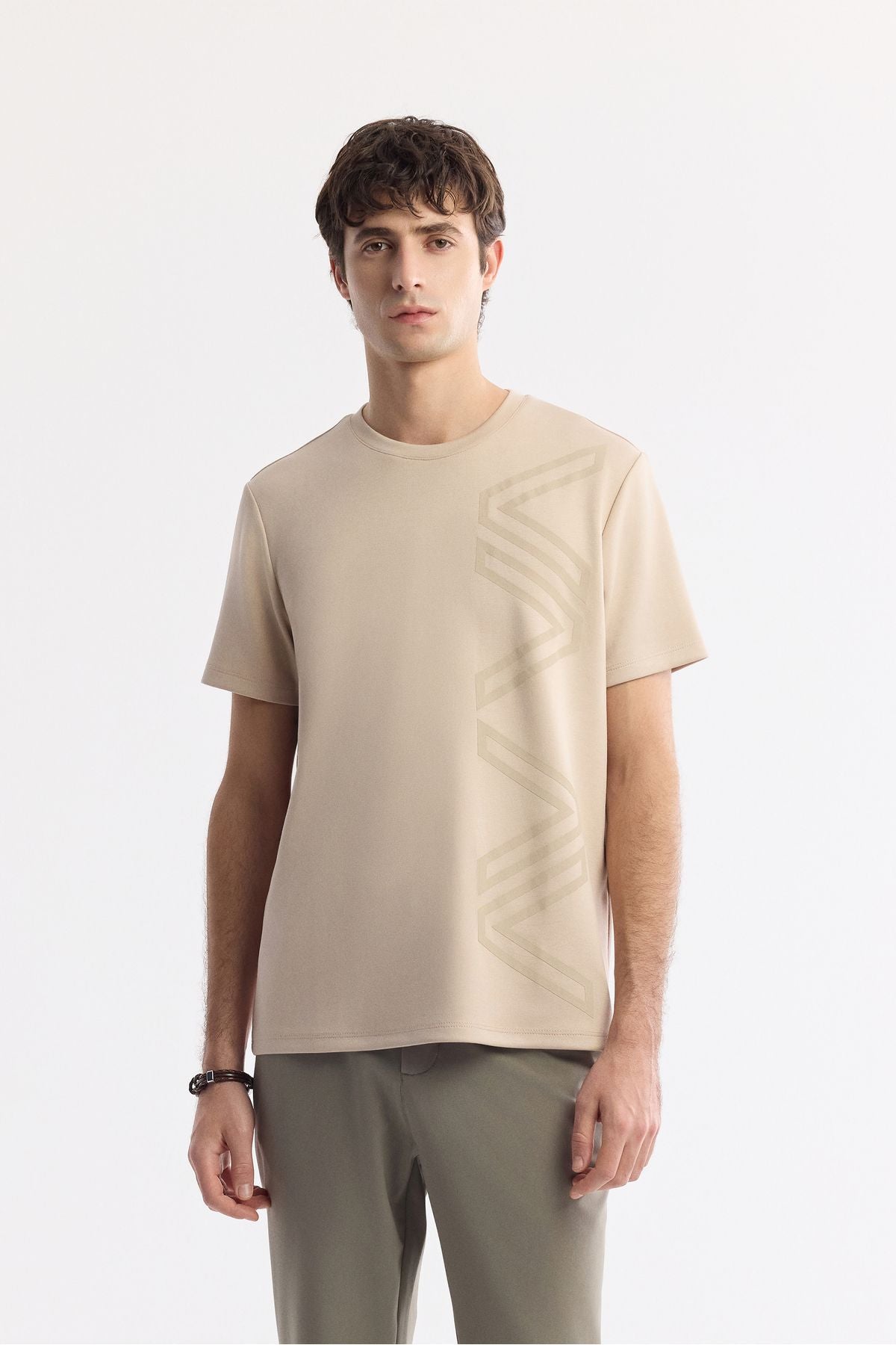 Men's mink printed bike collar interlok t-shirt A41y1175
