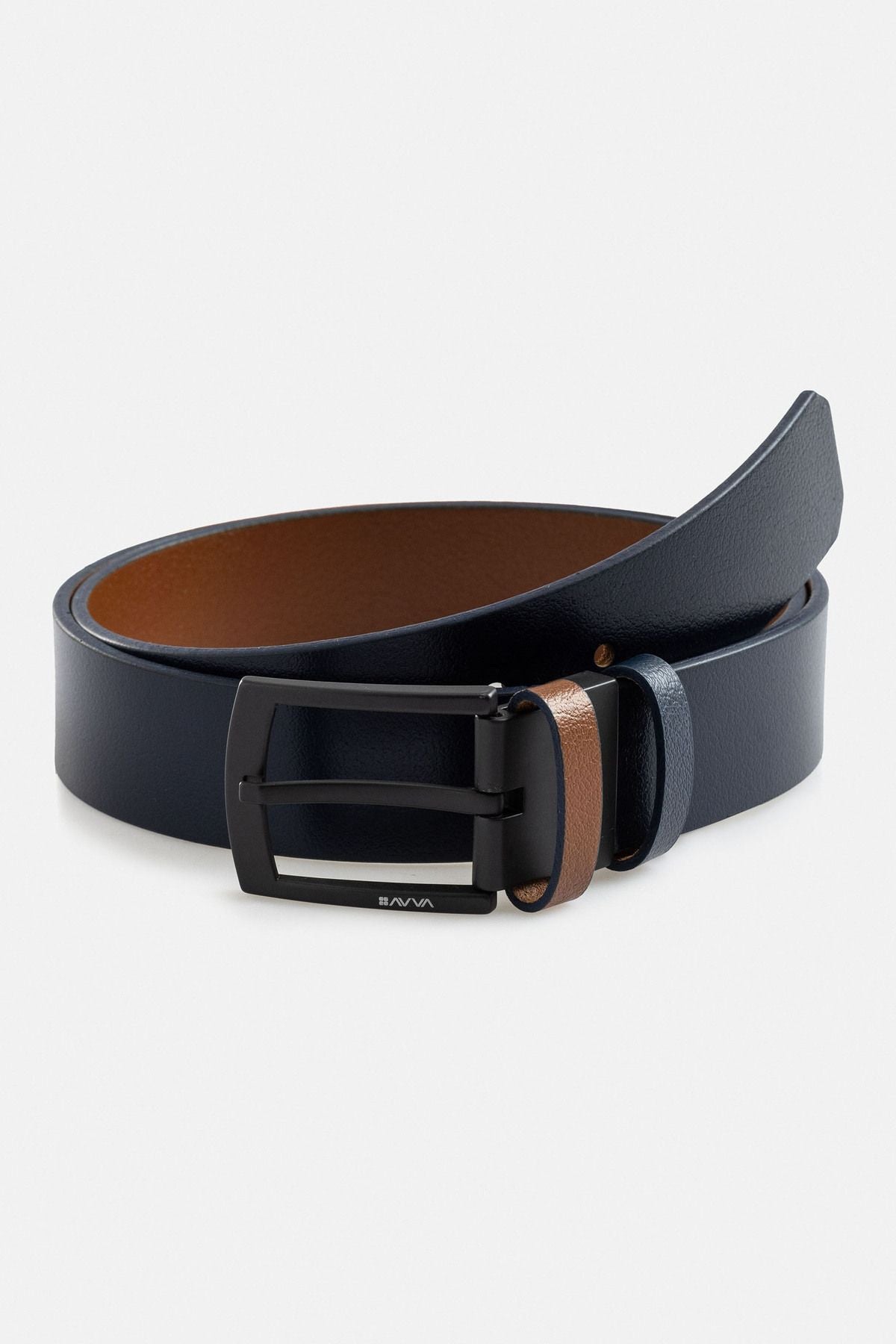 Men's Navy Blue-Taba 100 %Leather Double Sided Belt A32y9317