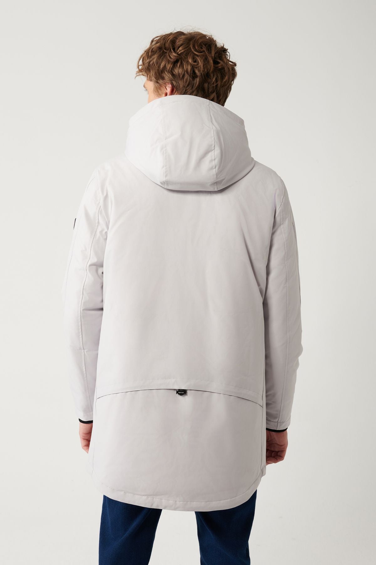 Men's light gray coat goose feather water repulsive windproof thermometer removable hooded comfort