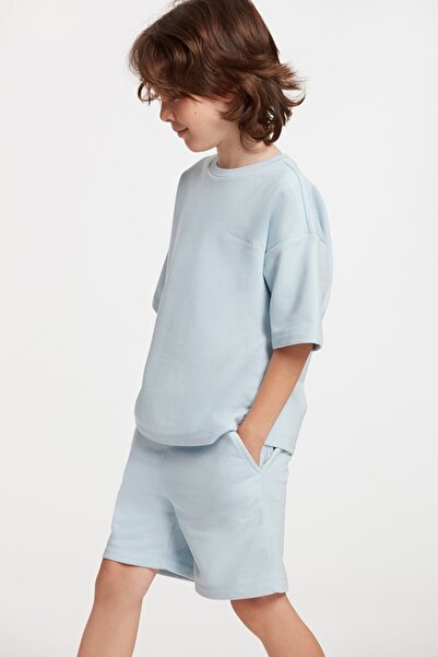 Bogota Boy's Embroidered Crew Neck Blue Tracksuit Set