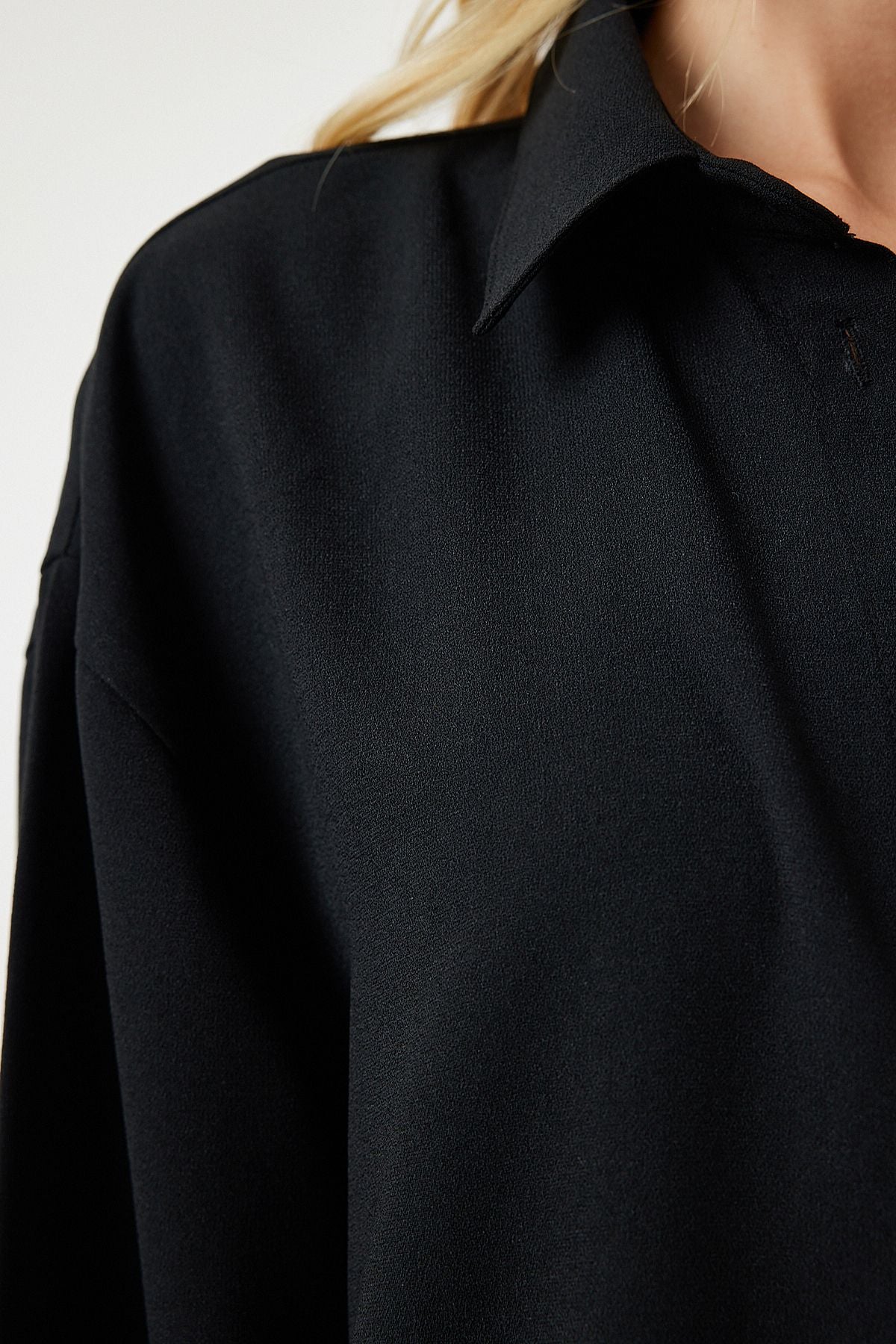 Female black seasonal weaving shirt palazzo pants set RV00174