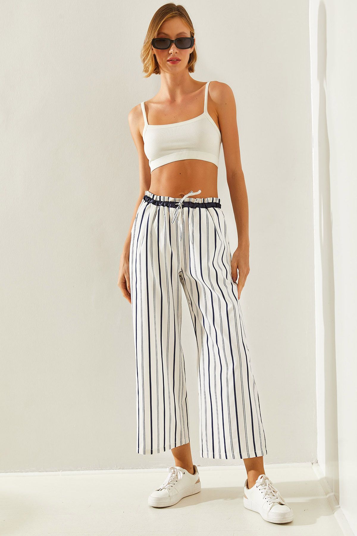 Striped tire -linked palazzo pants 60251355