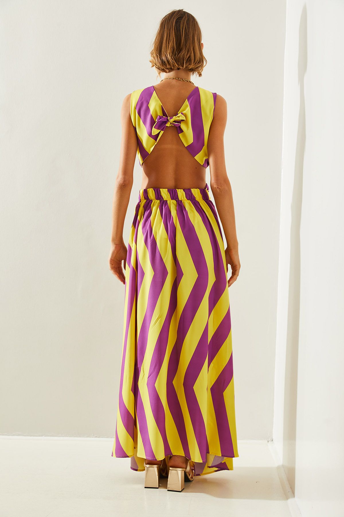 Female Back Décollette -Cutting Connected Slip Detailed Dress 22217 60251496