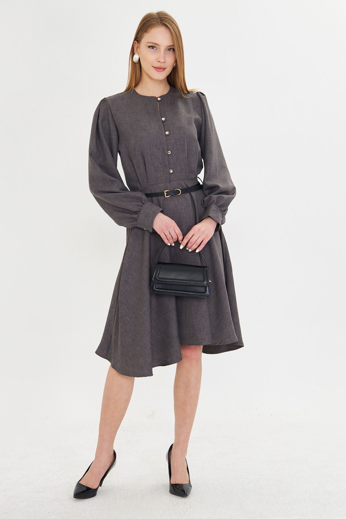 WOMEN SMOKED ZERO YARA ARD buttoned arms with headline arched arched dress ARM-25Y001006