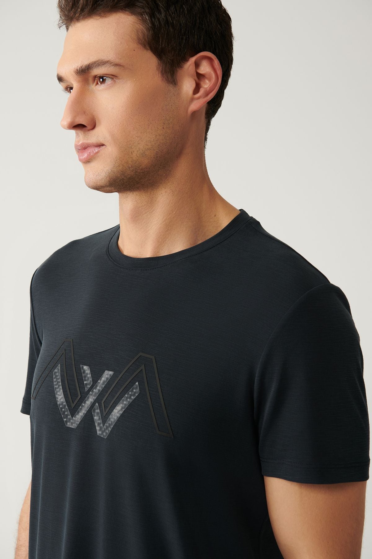 Men's anthracit bicycle collar printed soft touch t-shirt a41y1131