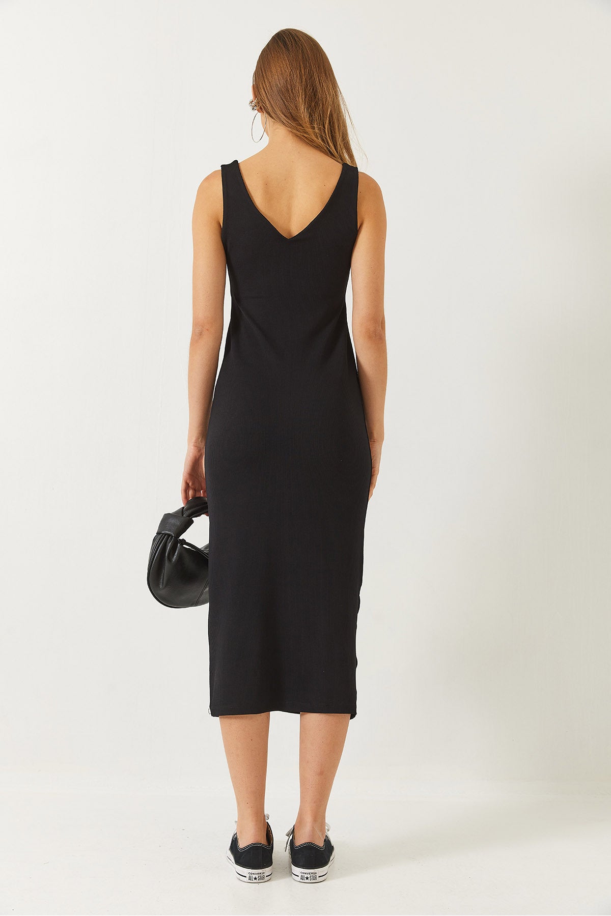 Women's V-Neck Thick Strap Midi Length Basic Dress 60261479