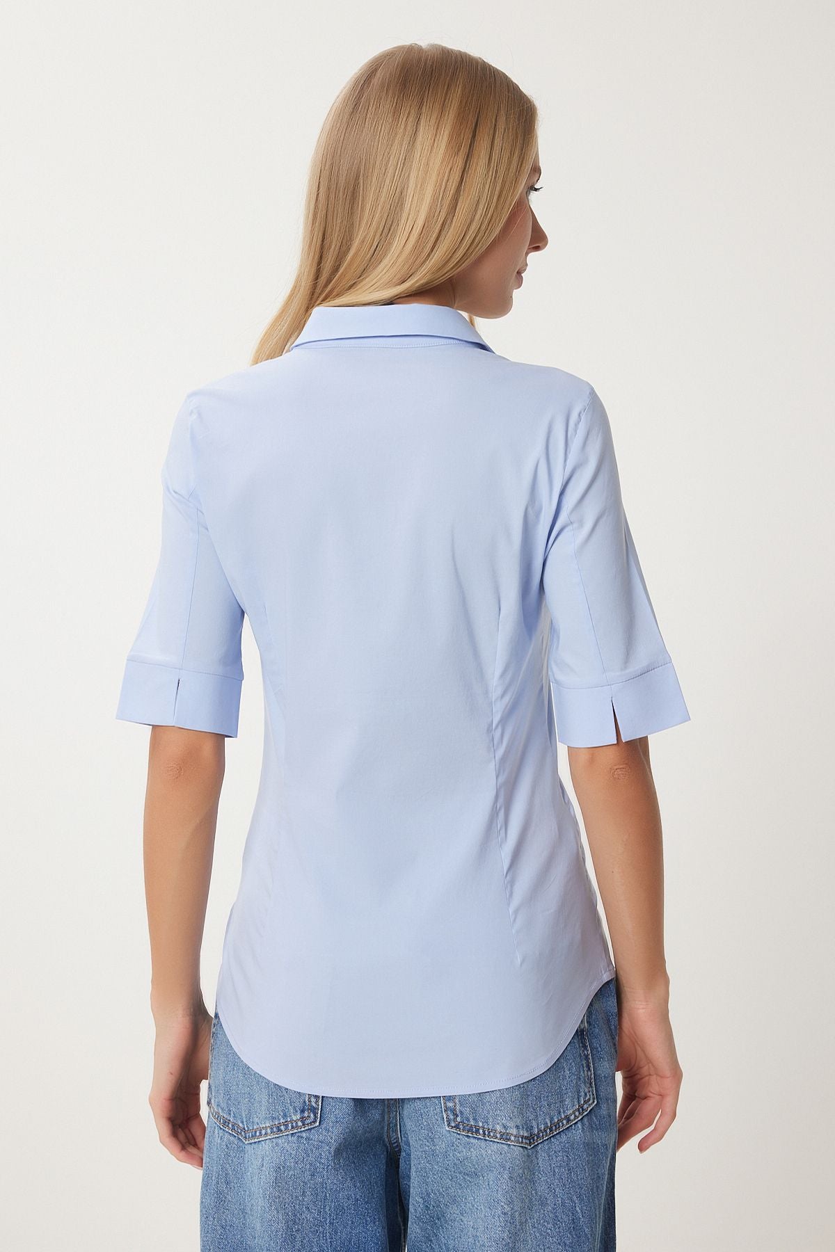 Woman Sky Blue Pence Basic Poplin Shirt WF00095