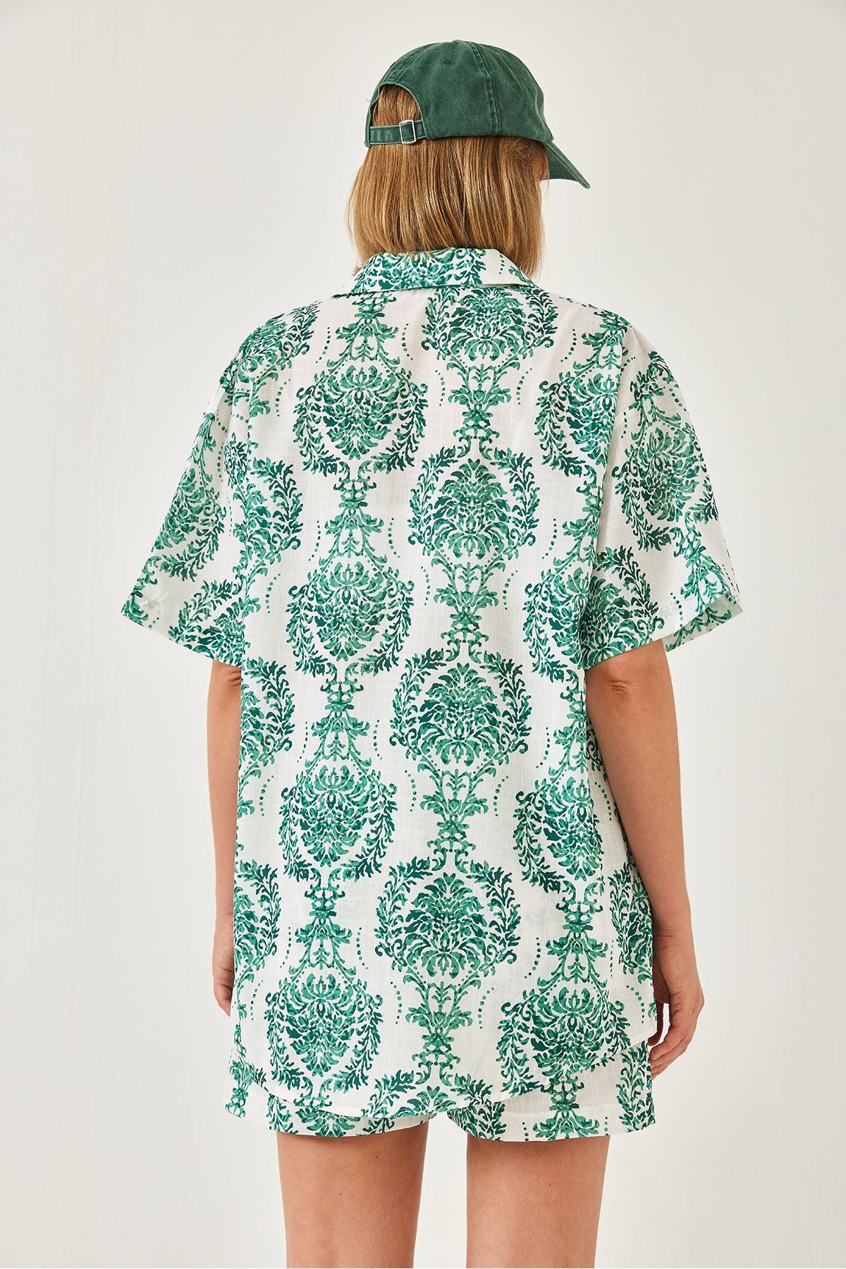 Women's tropical patterned weaving shirt shorts upset team 60255 60271035