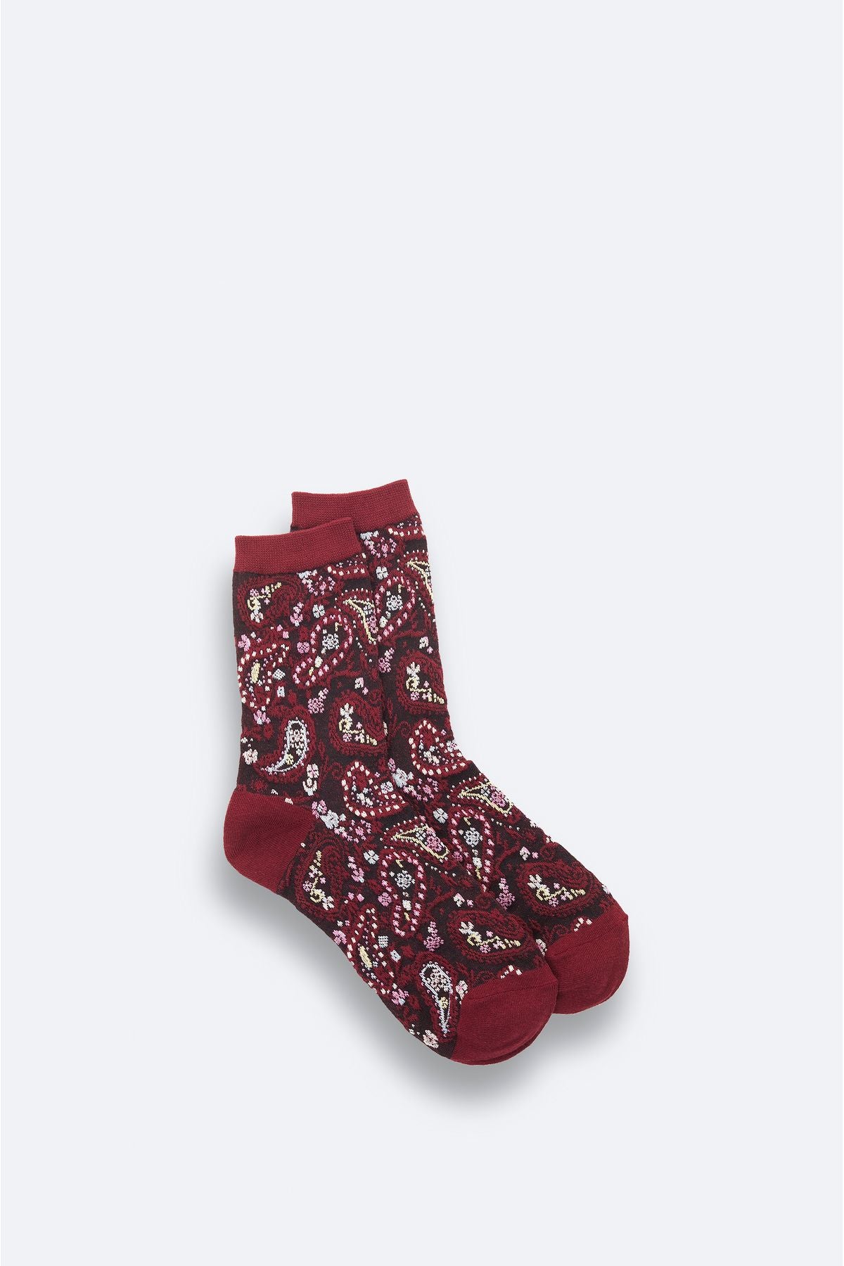 Men's burgundy cotton shawl patterned socket socks A42y8523