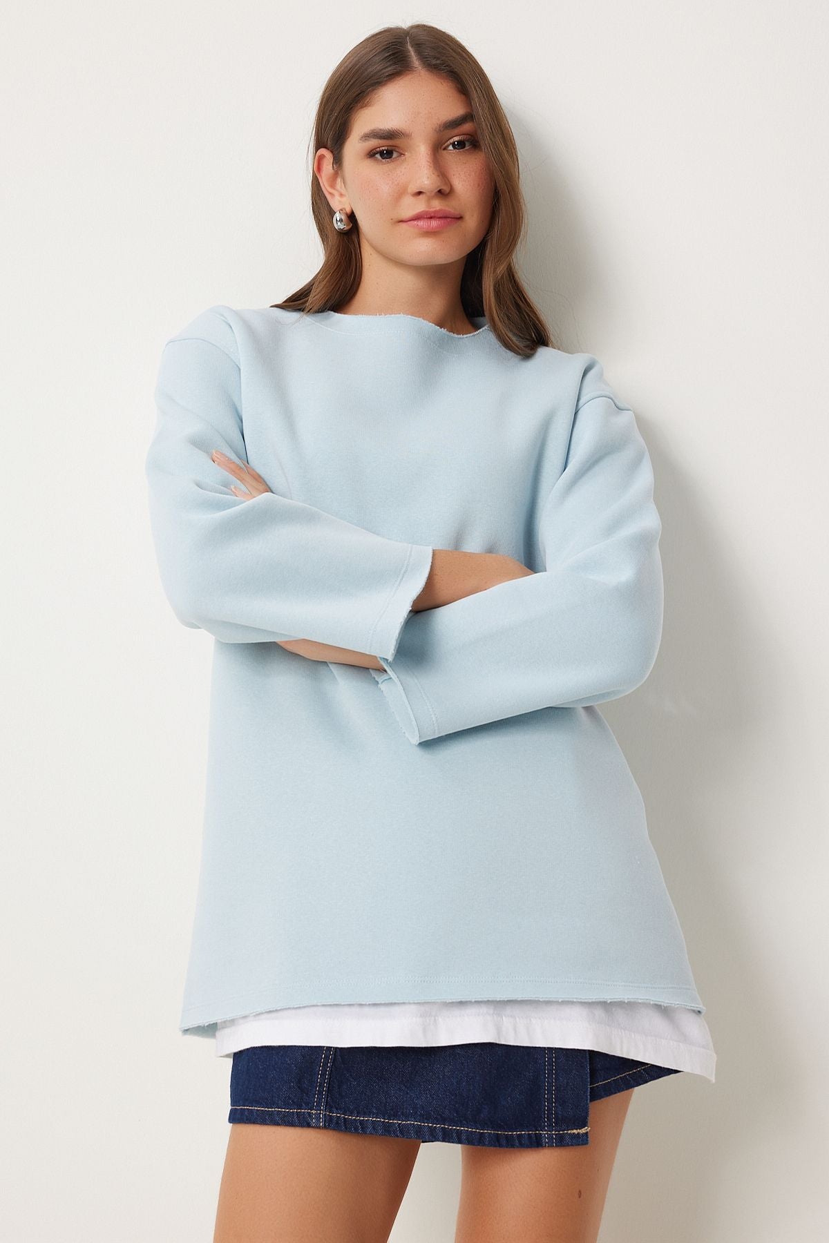 Woman Sky Blue Blue Sweet Sweatshirt NJ00131