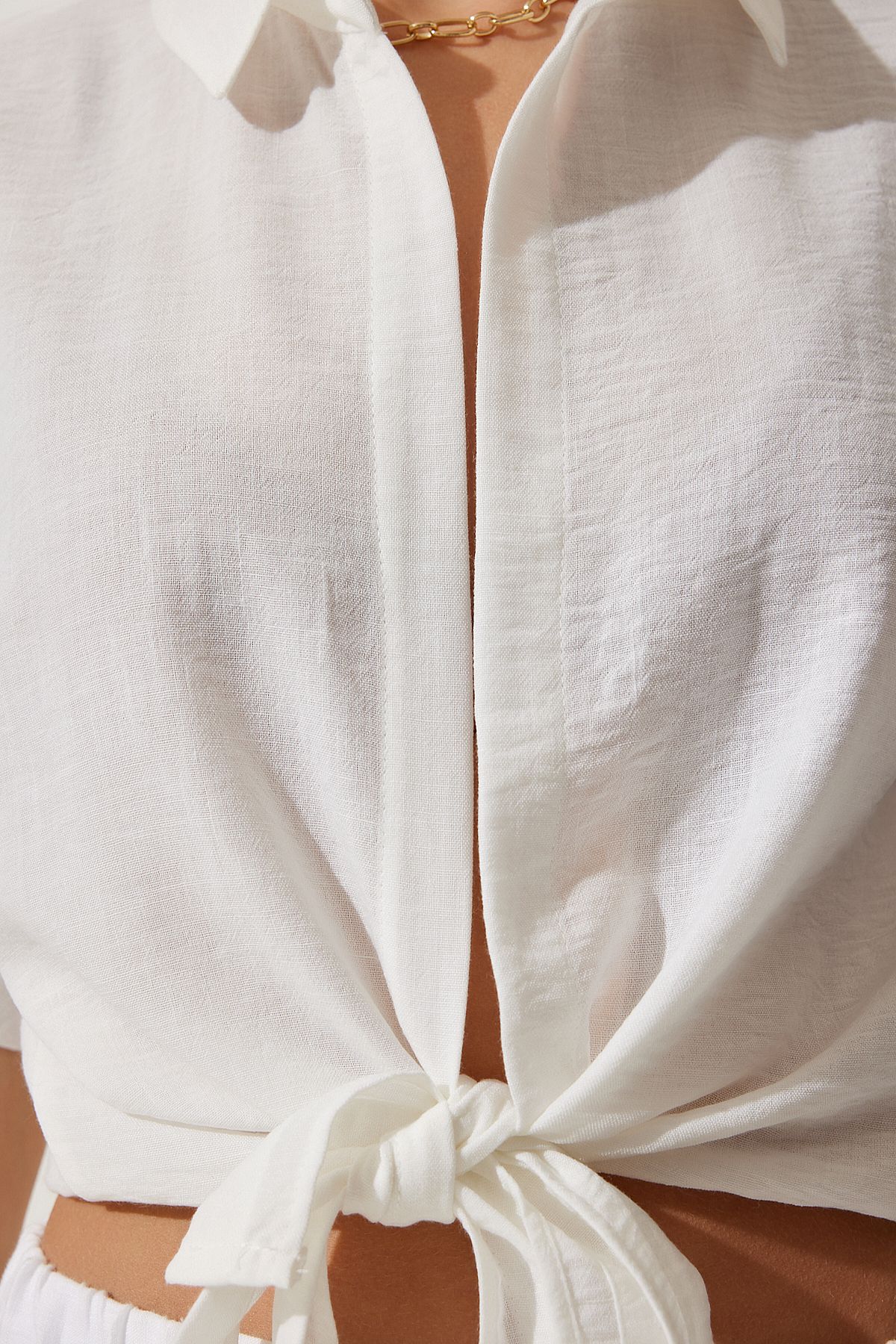 WOMEN WHITE CONNECTION DETAILED FLY BLUZ MX00151