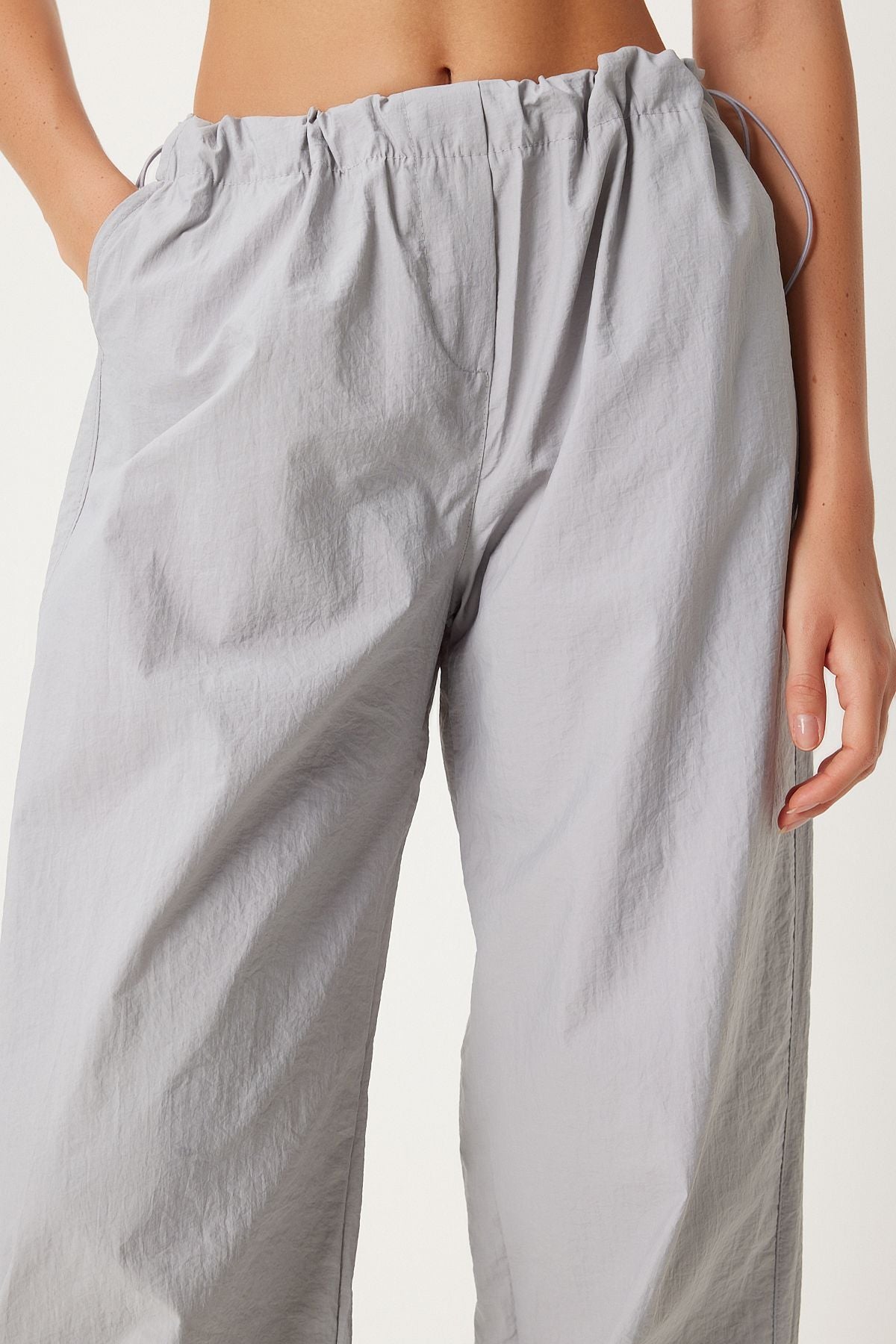 Female gray pocket parachute shalwar pants FN03274