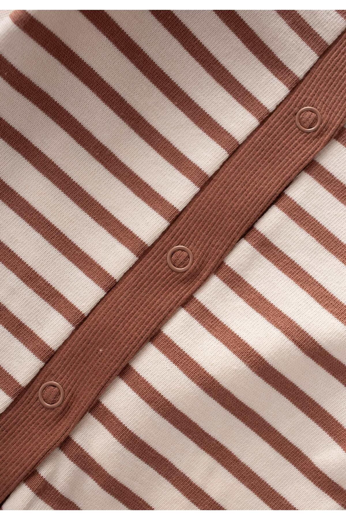 Striped knitwear jumpsuits 0-3 years old coffee