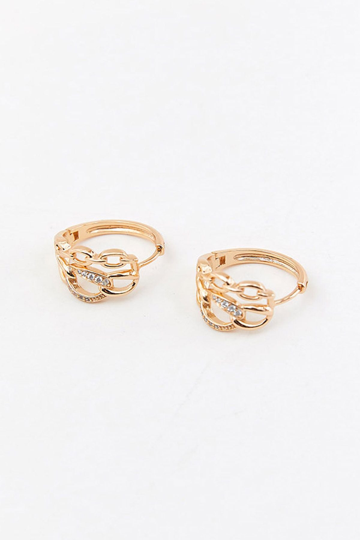 Women's Accessories Steel 2 chain -looking ring earring akss243