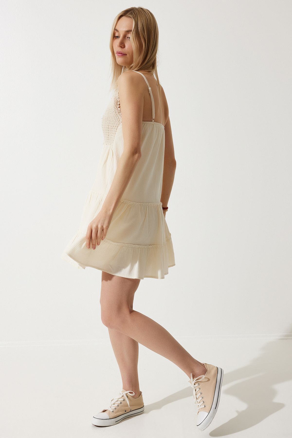 Women's Cream Hanger Summer Mini Clash Dress RV00192