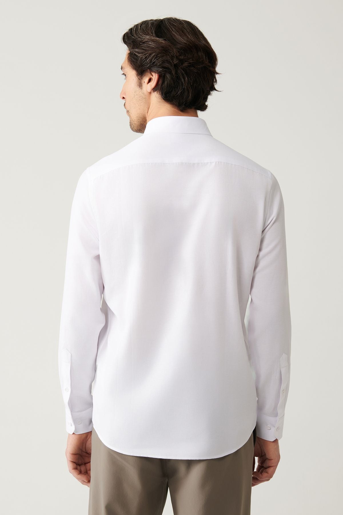 Men's white button collar easily ironed cotton Oxford Shirt E002000