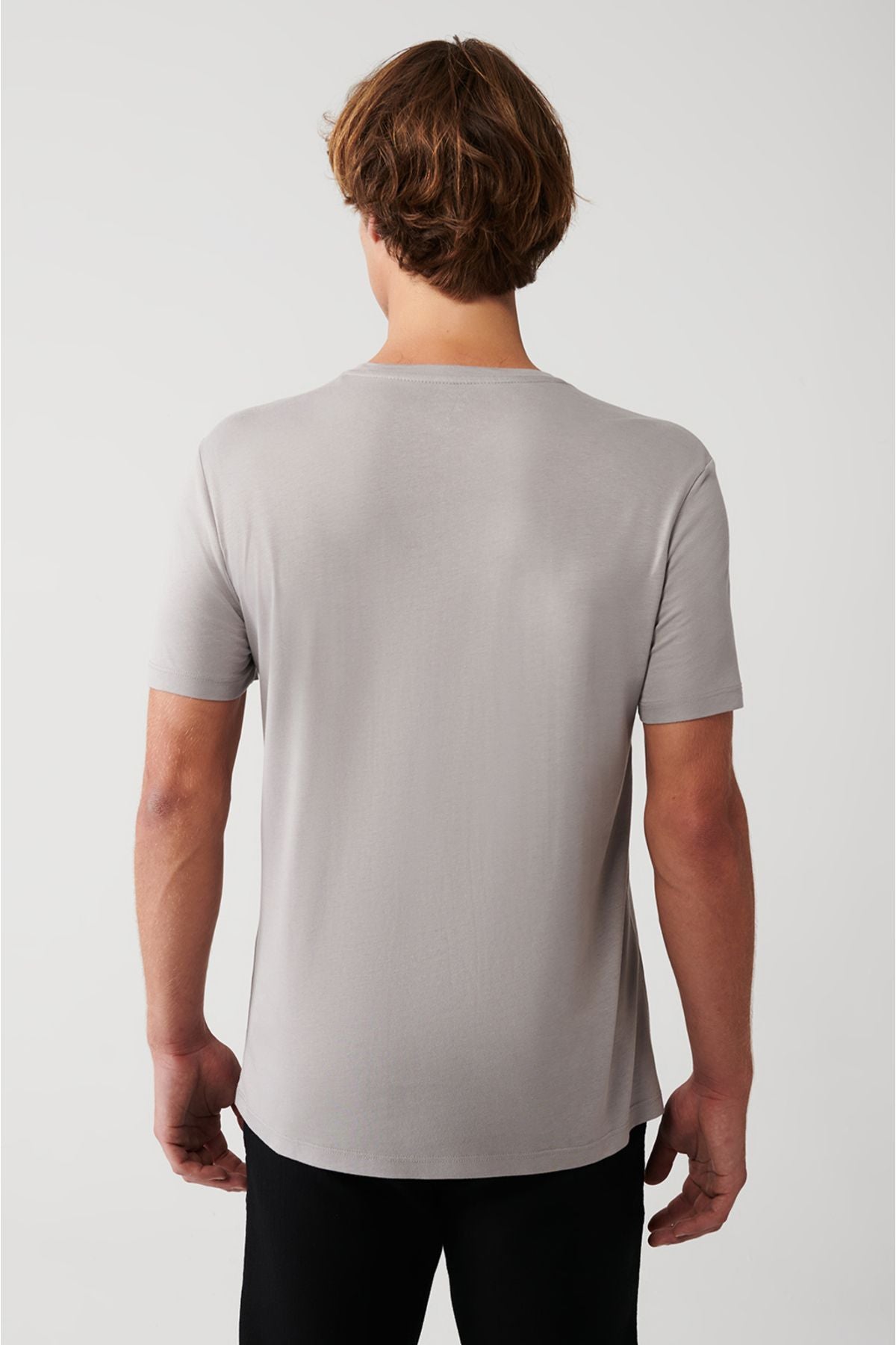 Men's Stone Ultrasoft Bicycle Collar Flat Modal T-Shirt B001171