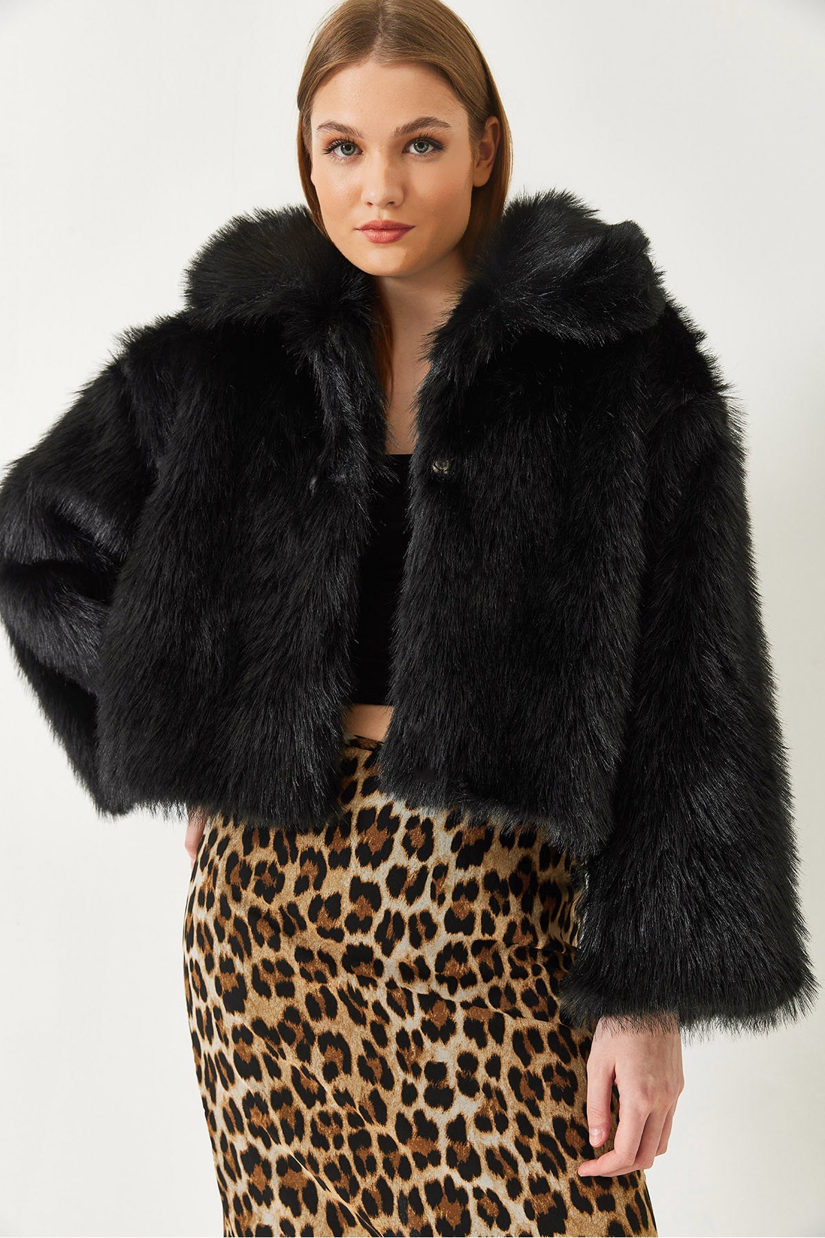 Women's Collared Faux Fur Lined Coat 38120 60251969