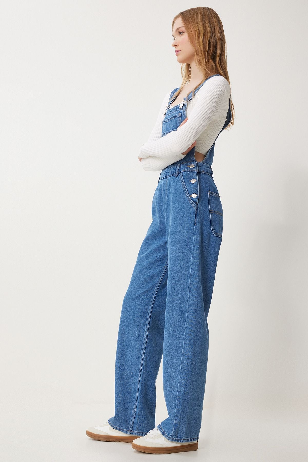 Women's Blue Wide Pocket Denim Gardener Tulum RI00002