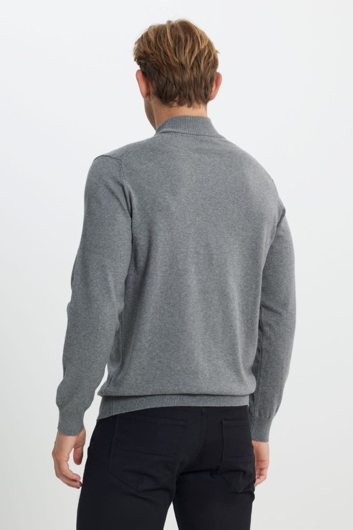 Cotton Standard Fit Normal Cut HALF FISHER YAKA KNIT