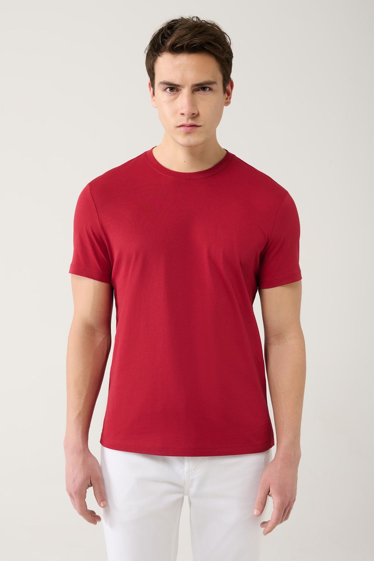 Men's Bordeaux 100 %Cotton Breathing Bicycle Yaka T-Shirt E001000