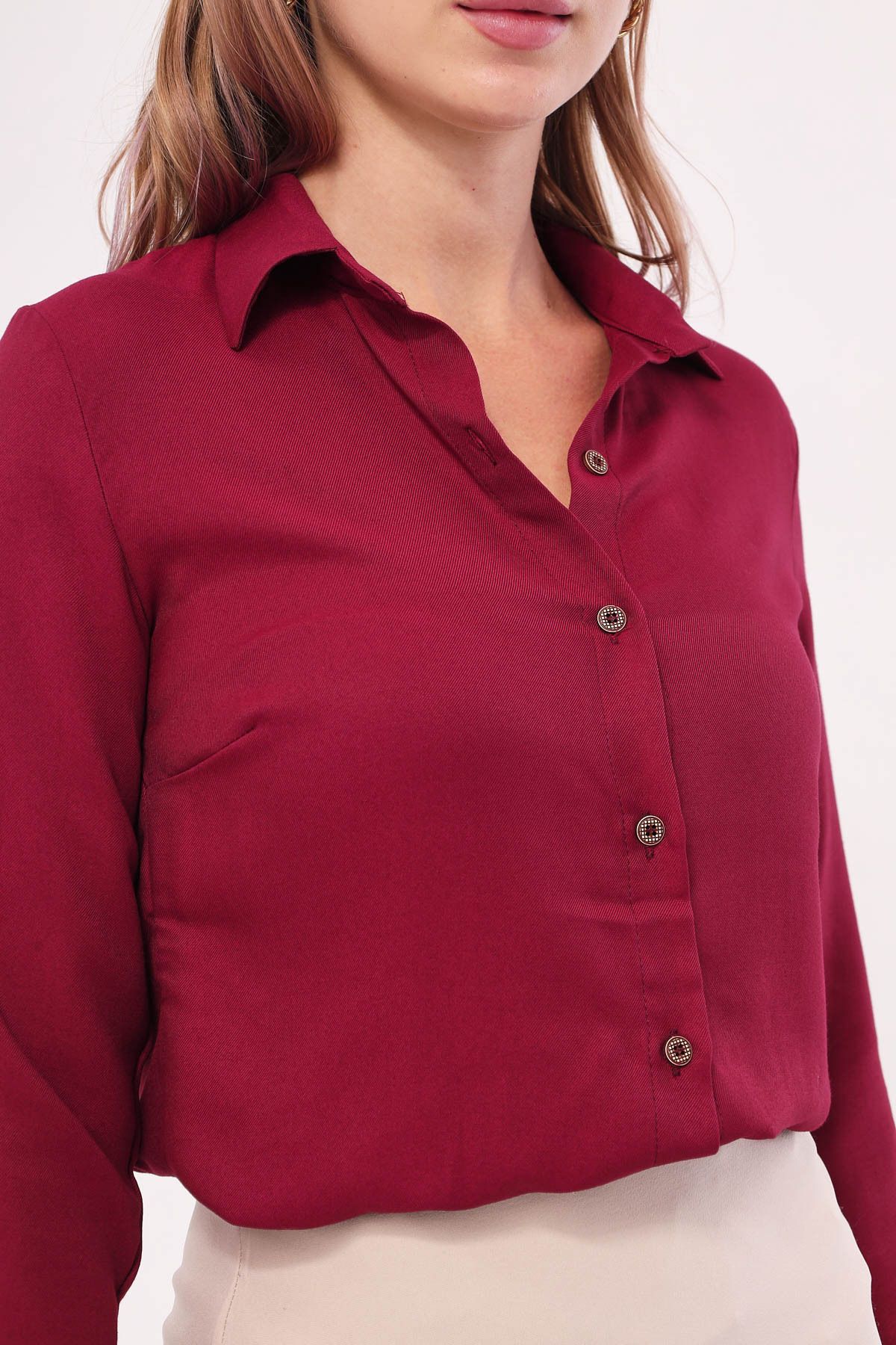 Female Bordeaux Long Sleeve Flat Shirt ARM-18Y001176
