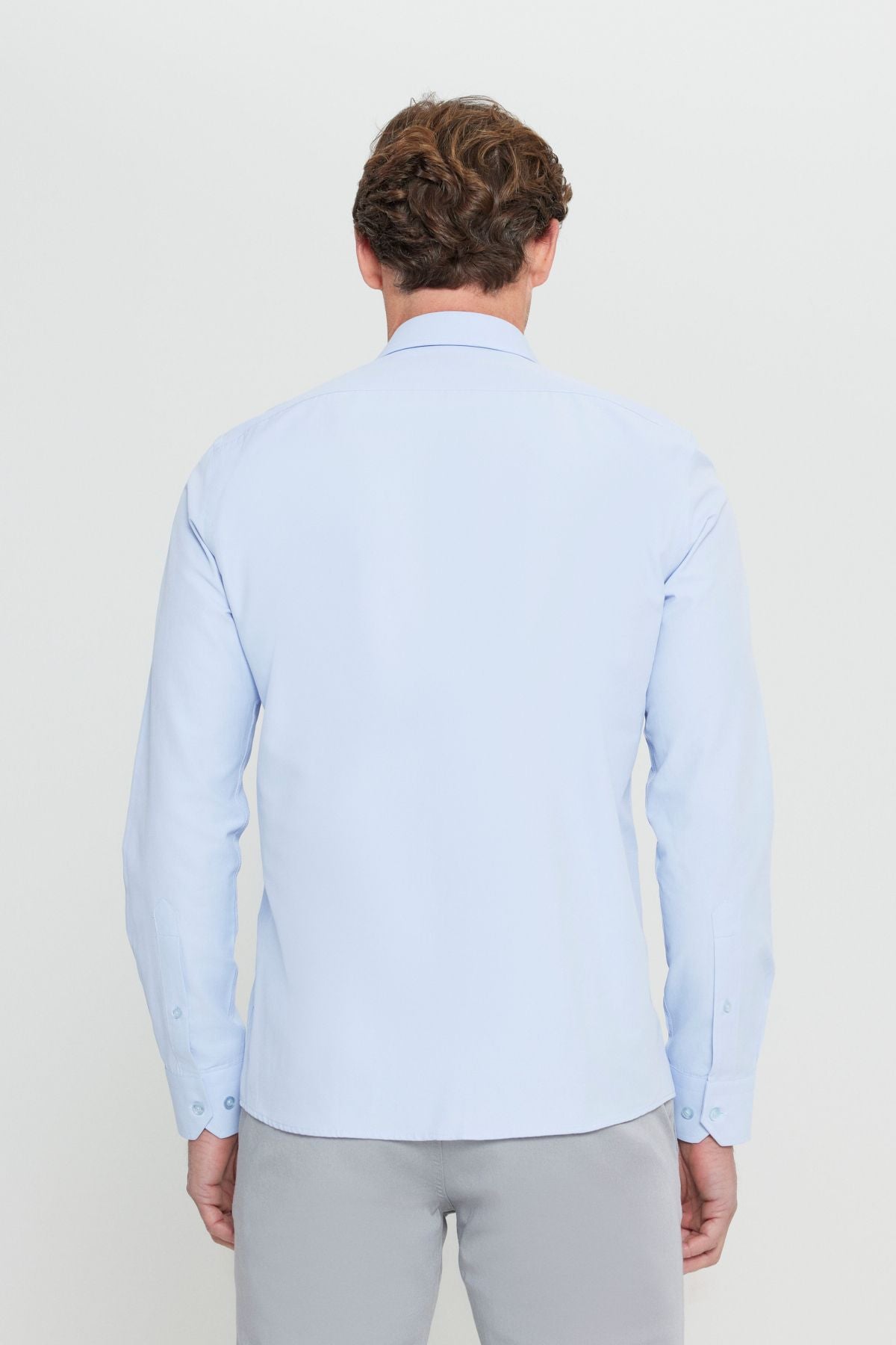 Men's Light Blue Ironing Easy Non-Ion Slim Fit Narrow Cutter Classic Collar Cotton Shirt