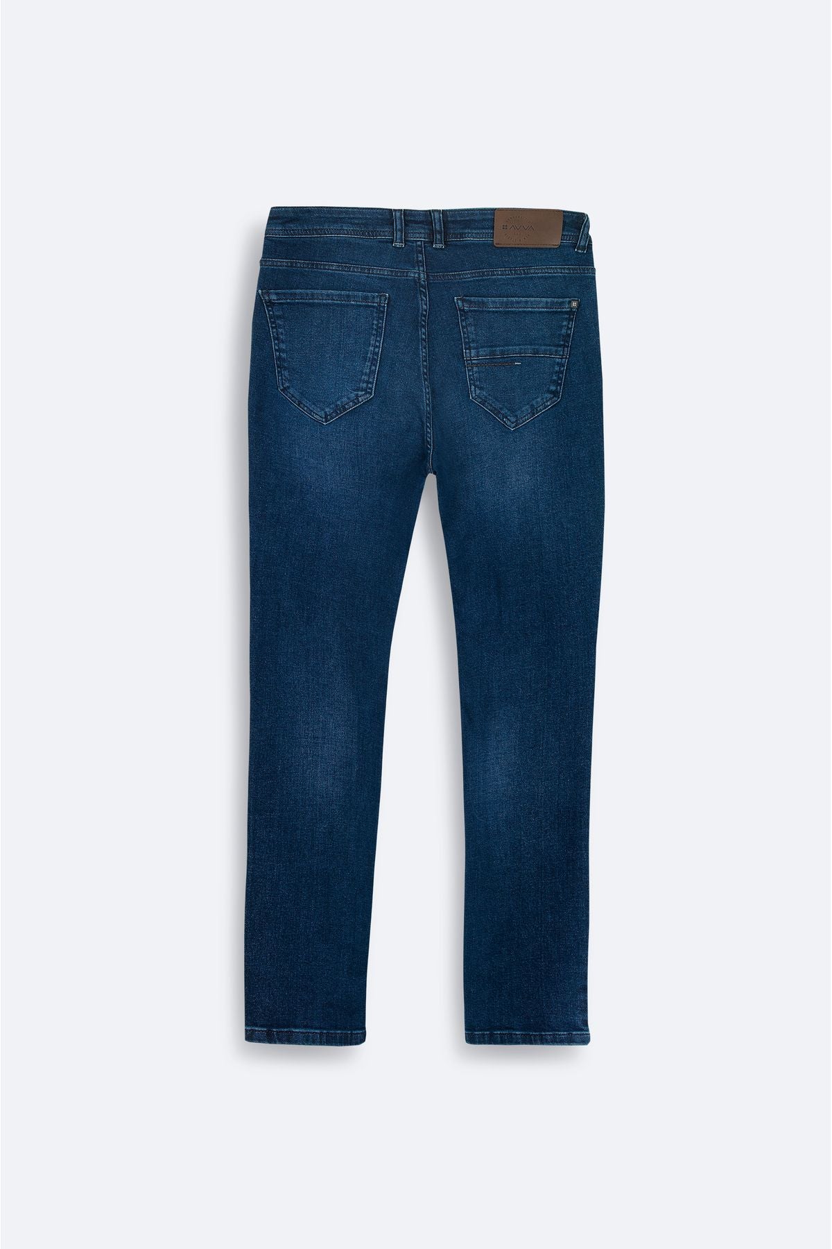 Men's navy blue tubing washing flexible jean pants A42y3519