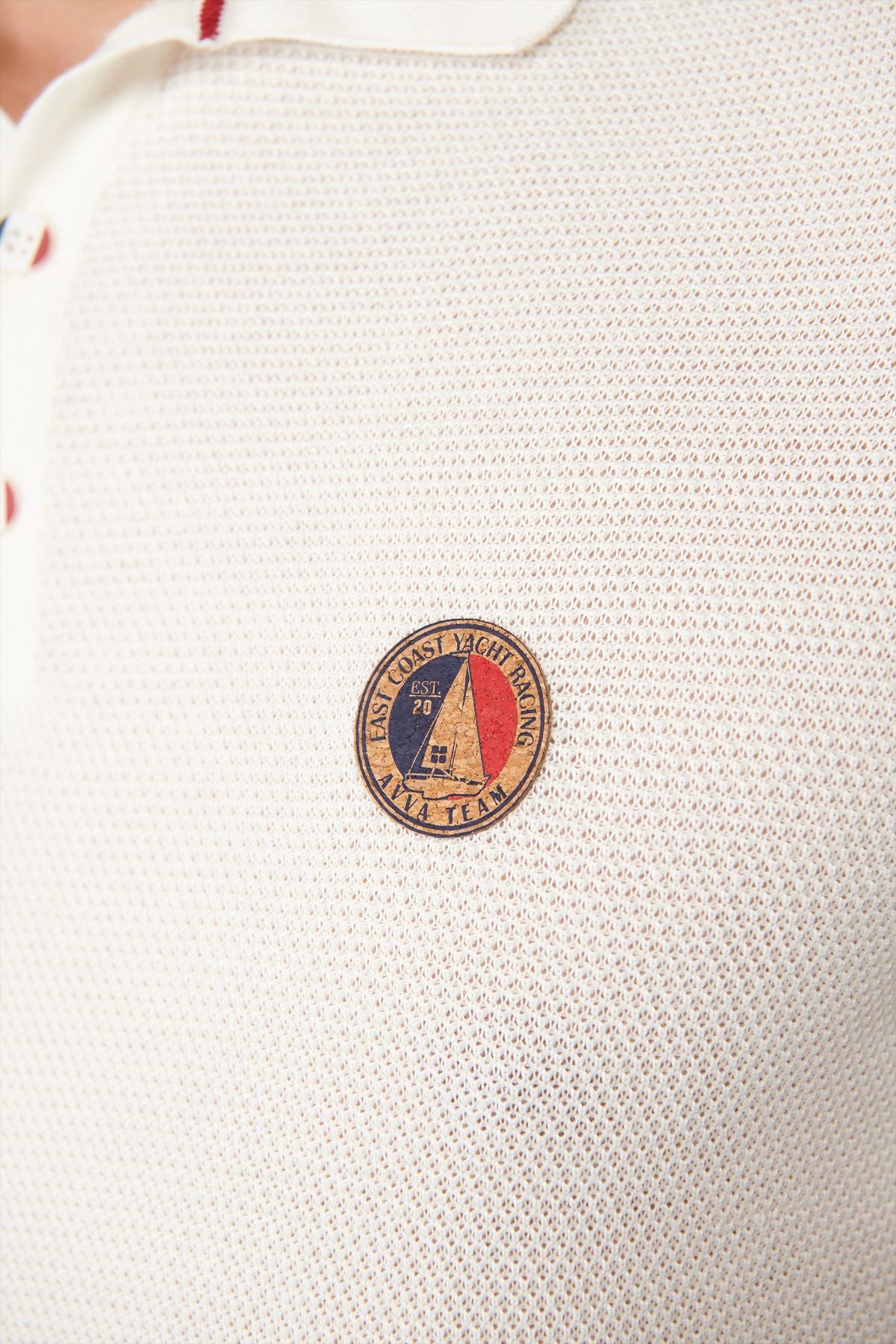 Men's White 3 Button Modal textured Polo collar knitwear T-shirt A41y5026