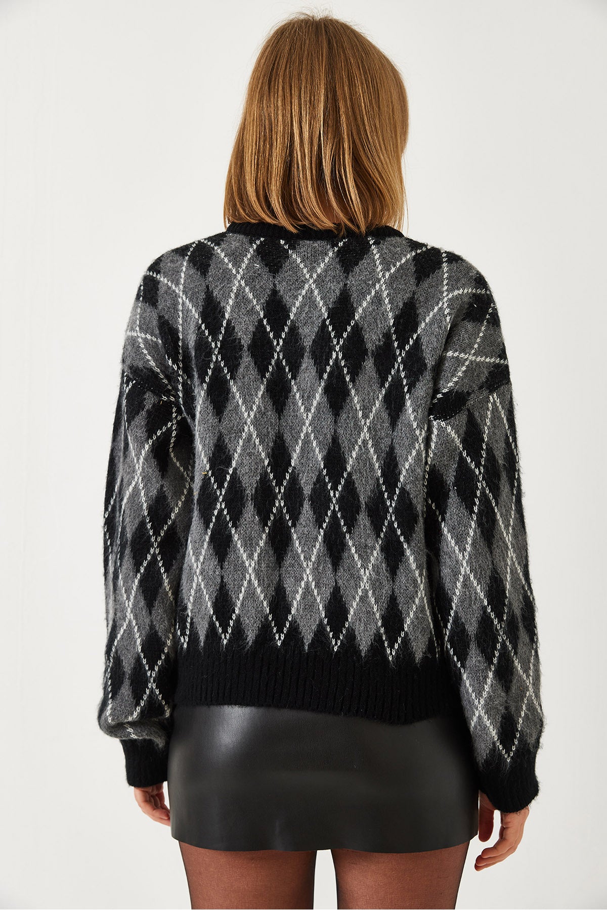 Women's Checkered Patterned Knitwear Sweater 60351320