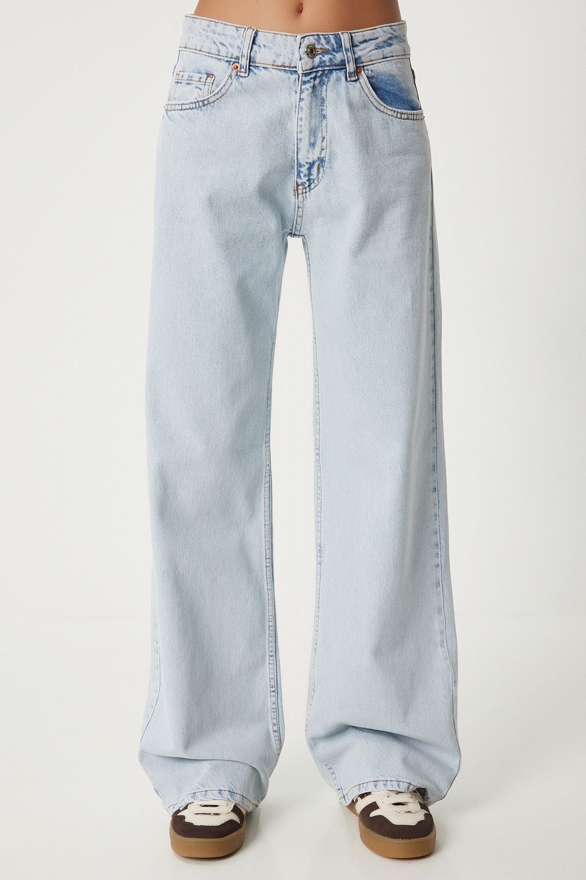 WOMEN'S ICE BLUE WIDE POÇA POLICE JEAN UT00018