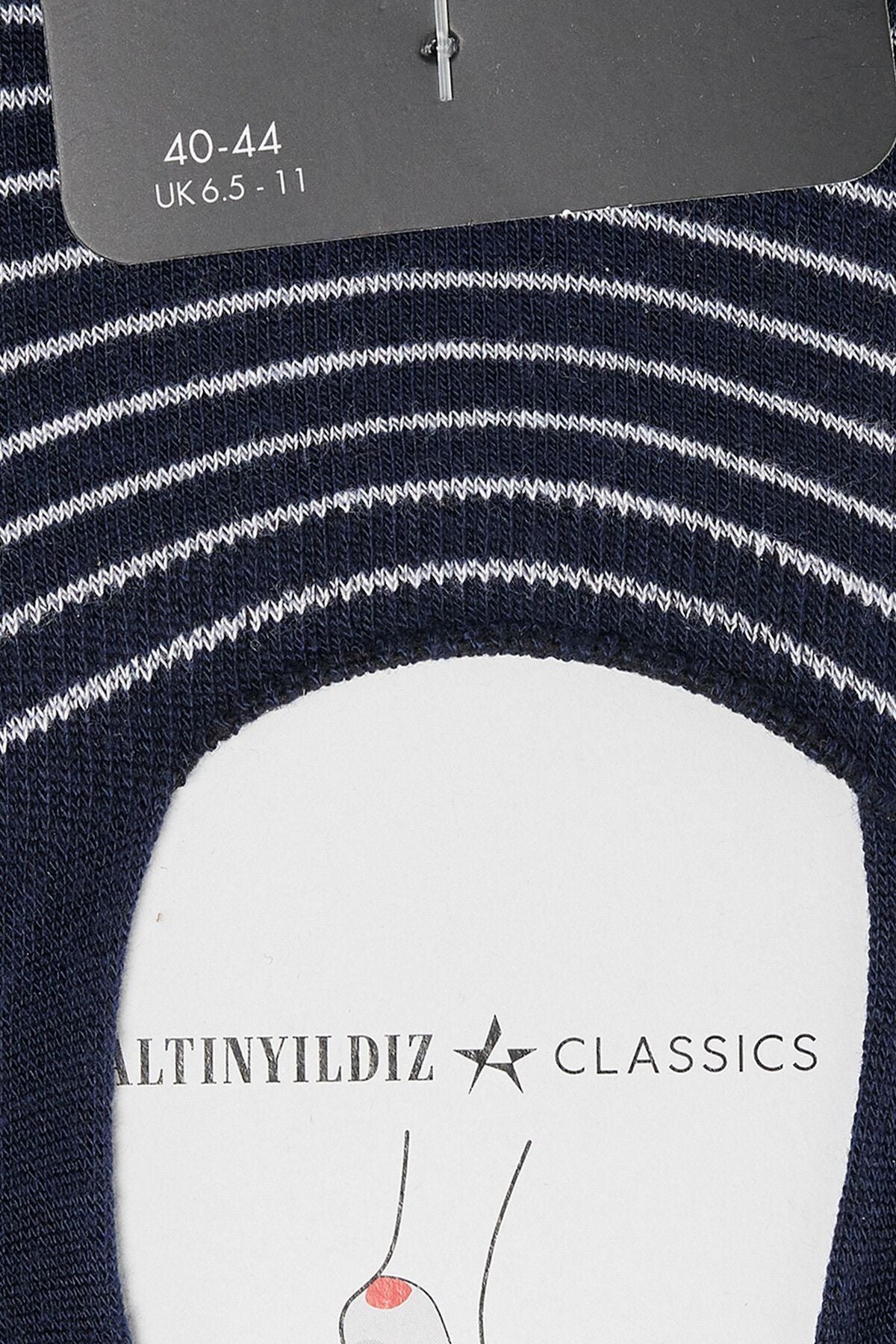 Men's Navy Blue-White Silicone Supported Single Babet Socks