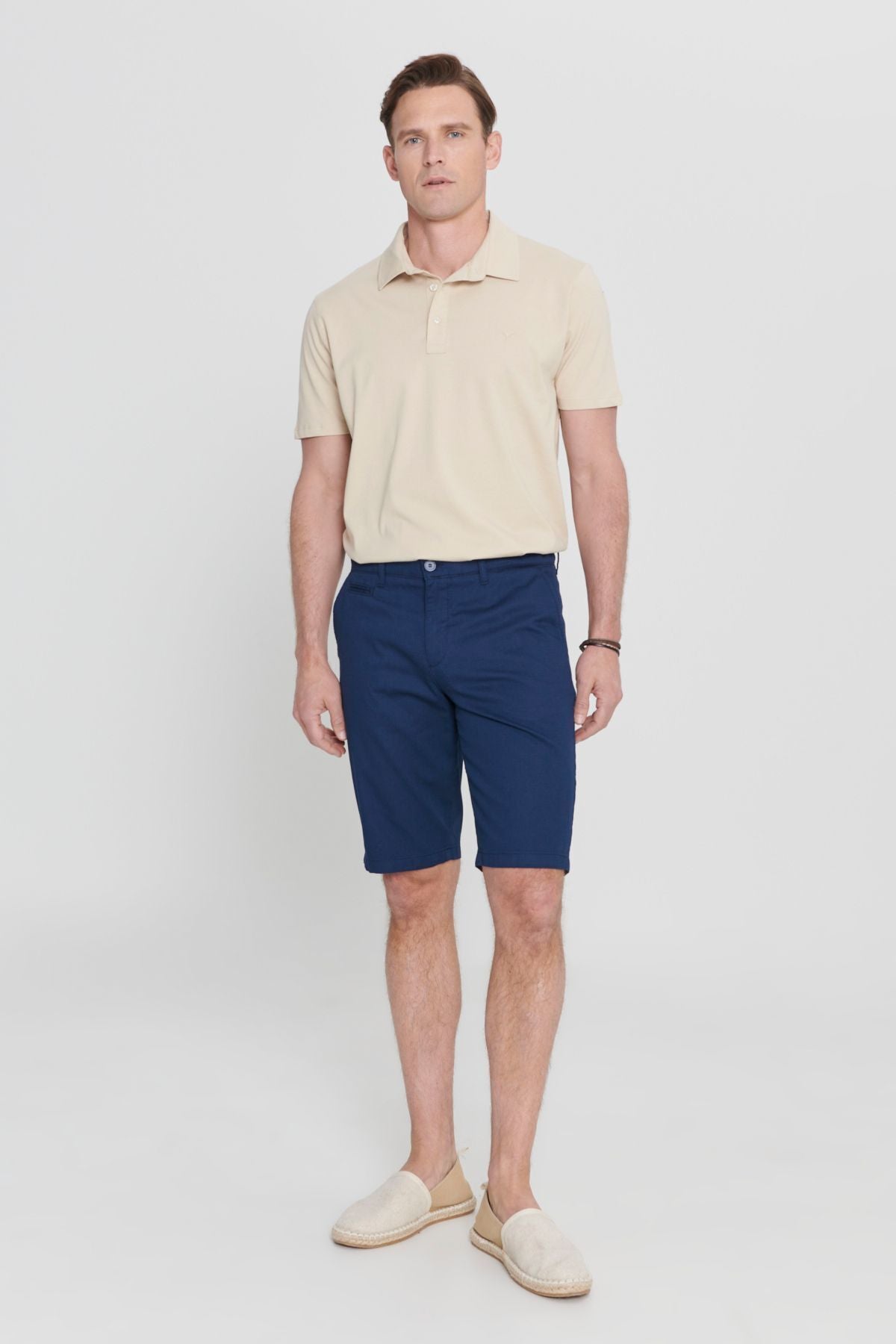 Men's navy blue slim fit narrow -cut cotton Amelor Arkada Side Pocket Shorts