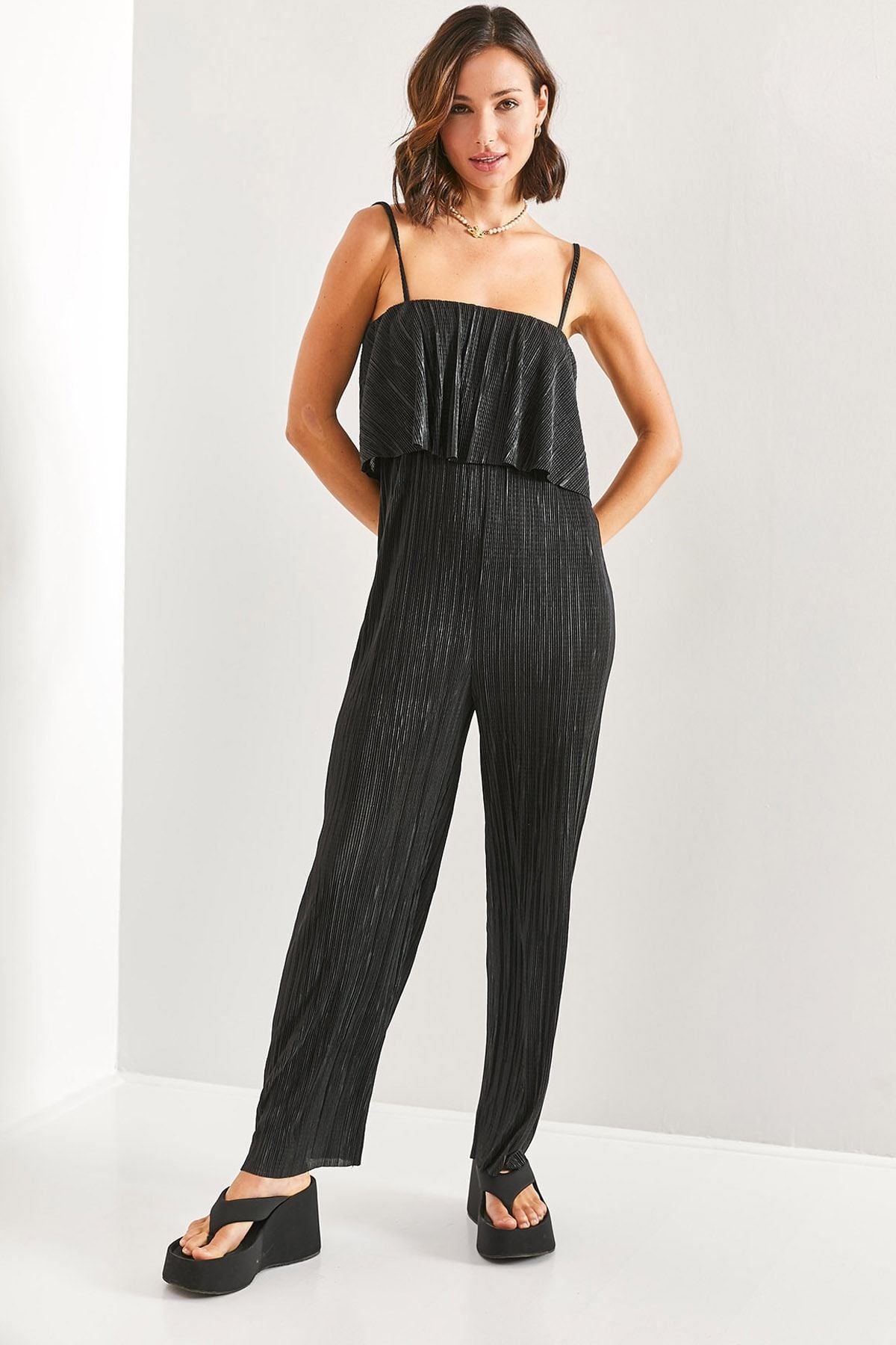 Satin jumpsuit with women strap 6030