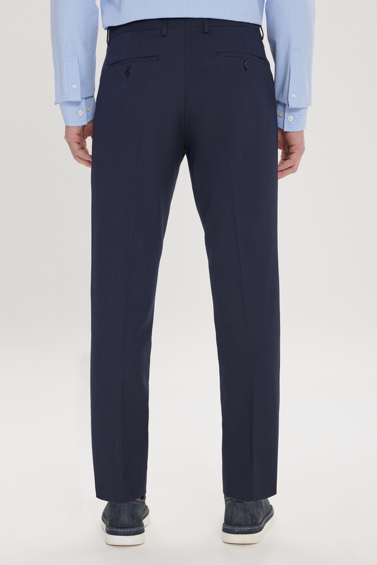 Men's Navy Blue Regular Fit Normal Cutting Side Pocket Flexible Classic Pants
