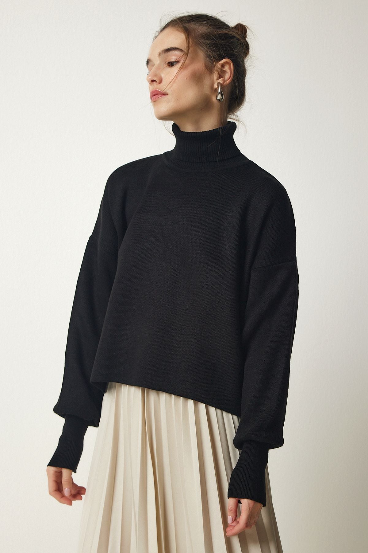 Female black fisherman collar Casual knitwear sweater kg00007
