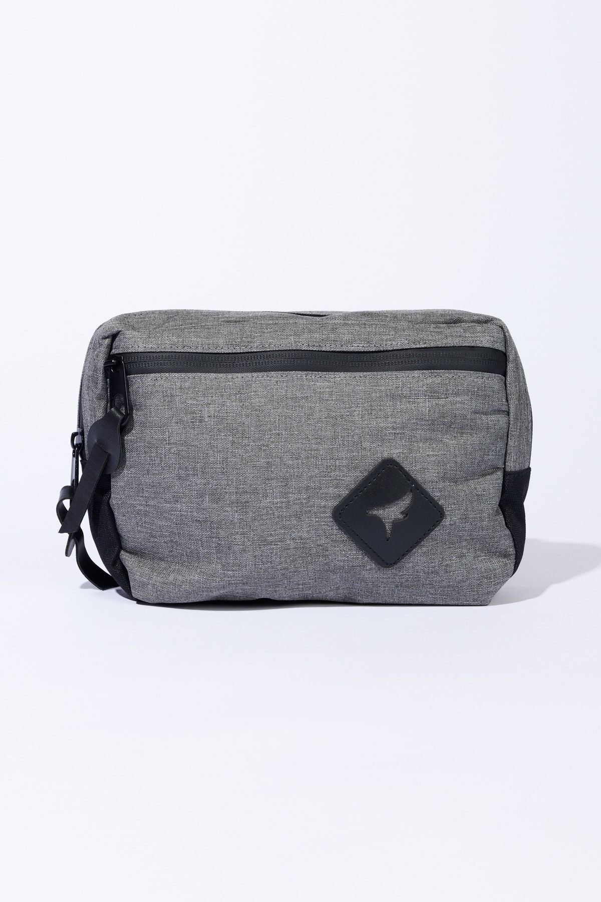 Men's Gray-Black Double Parts Zipper Low Bag