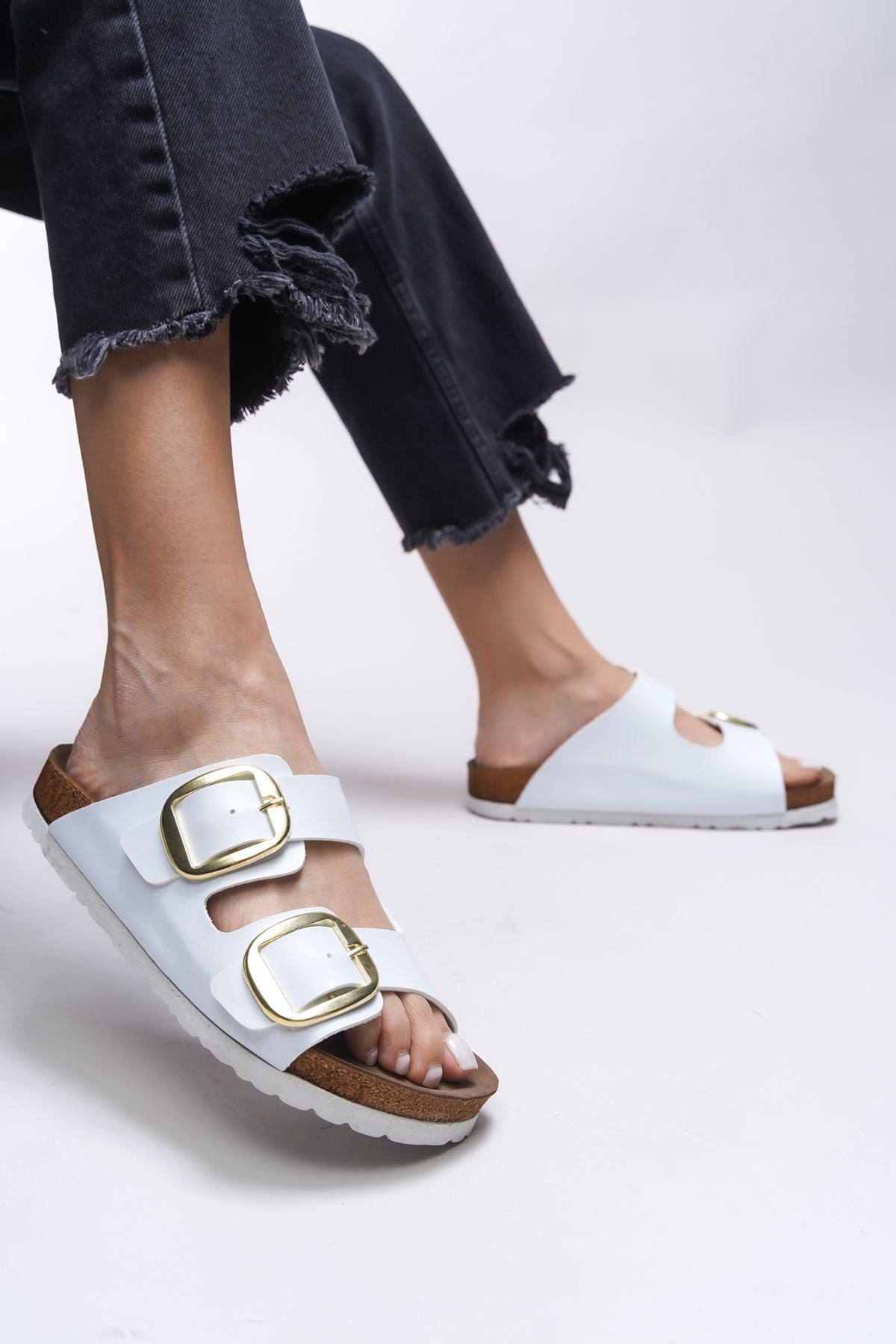 VYLSULA Female Double Buckle Slipper 0012602 White