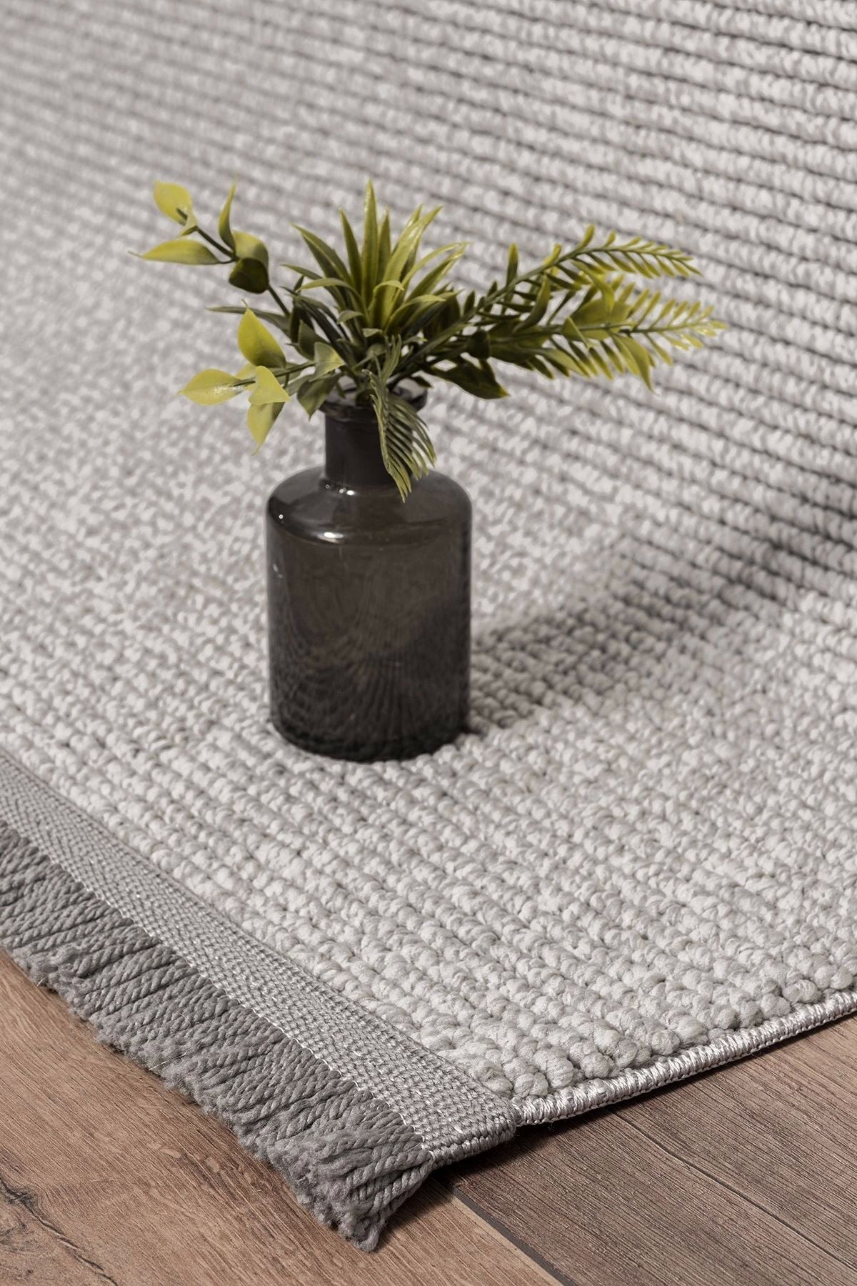 Gray Flat Round Modern Woven Carpet Gray Flat