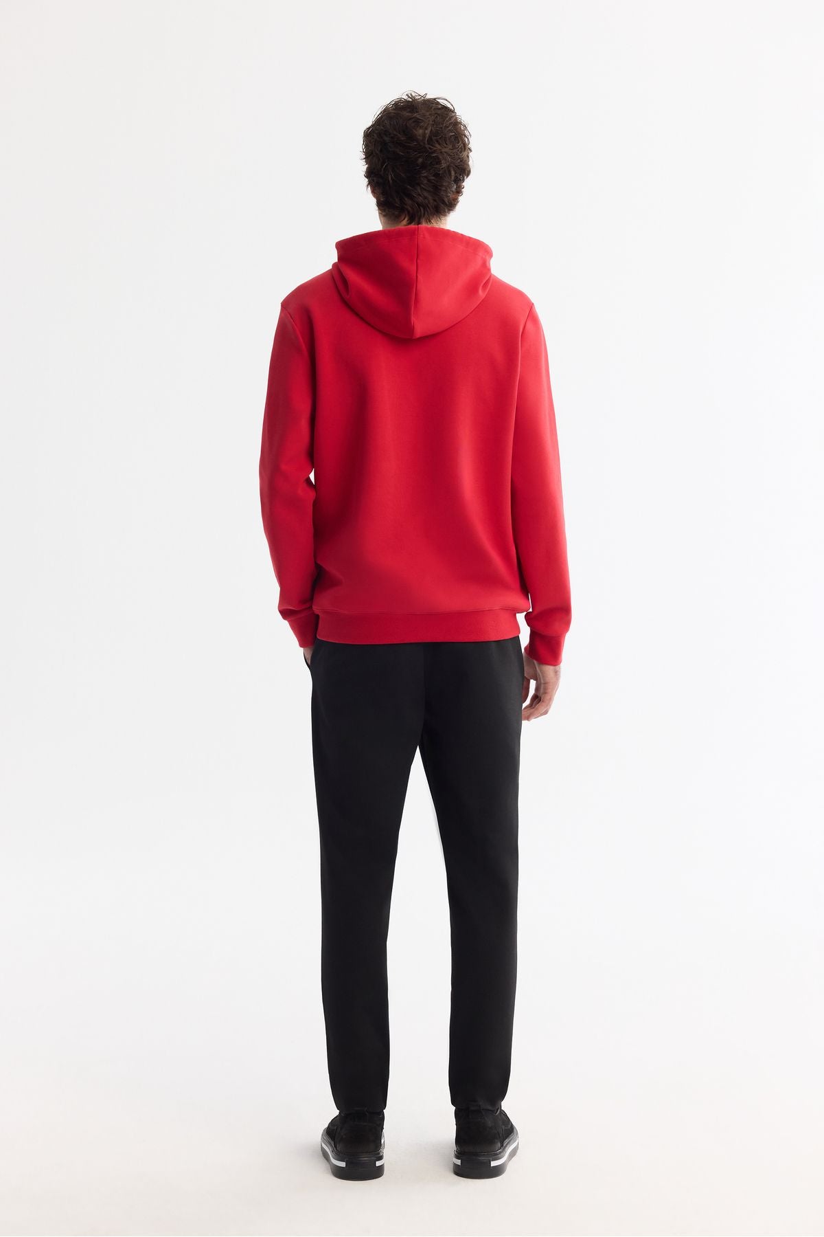 Men's red hooded cotton printed elastan sweatshirt a42y1322