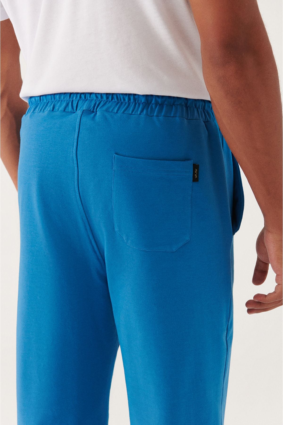 Men's Dark Blue Waist Laccik Side Pocket Tape 2 IP cotton tracksuits six E003403