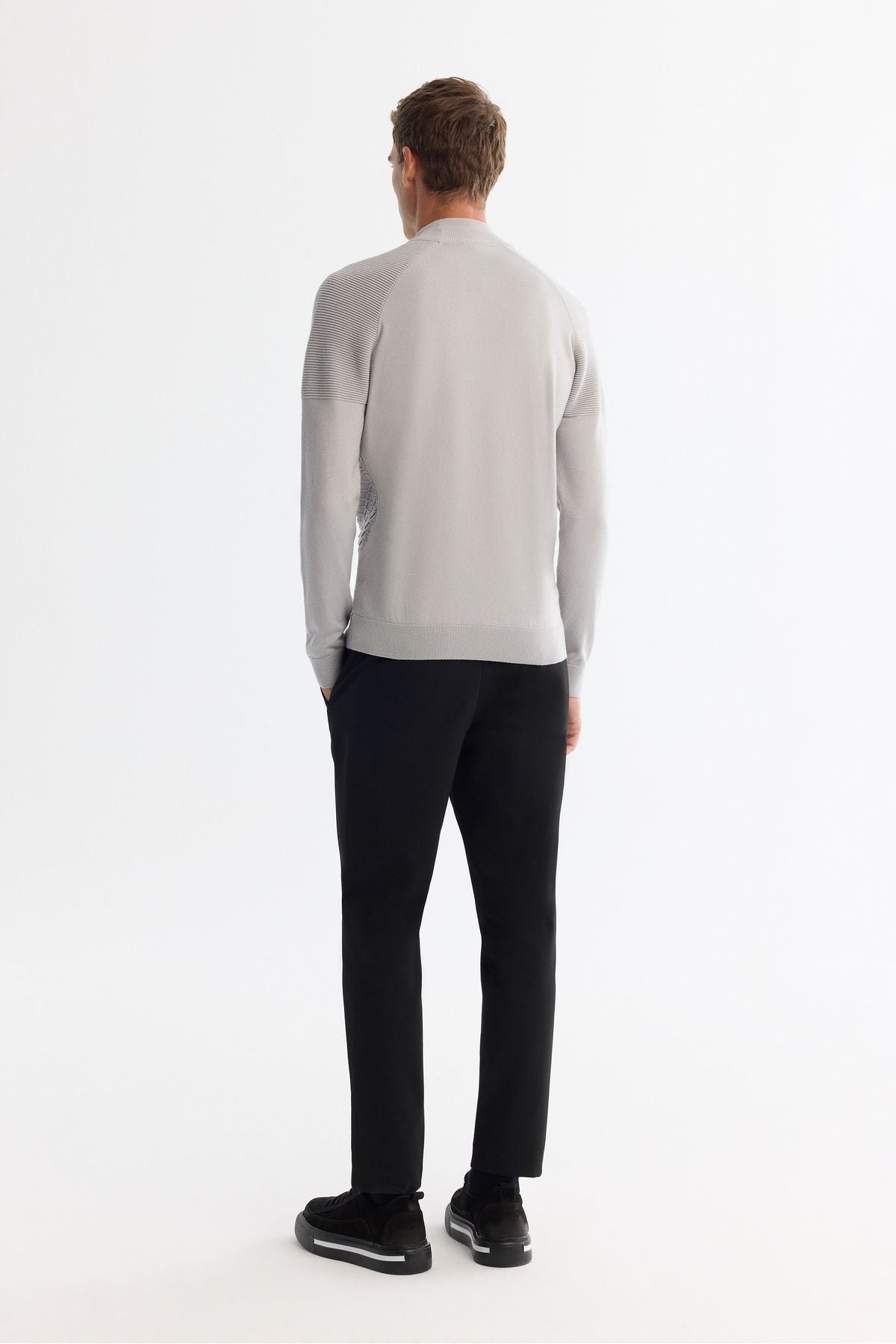 Men's gray half half fisherman Yaka Soft Touch Knitwear Sweater A42Y5023