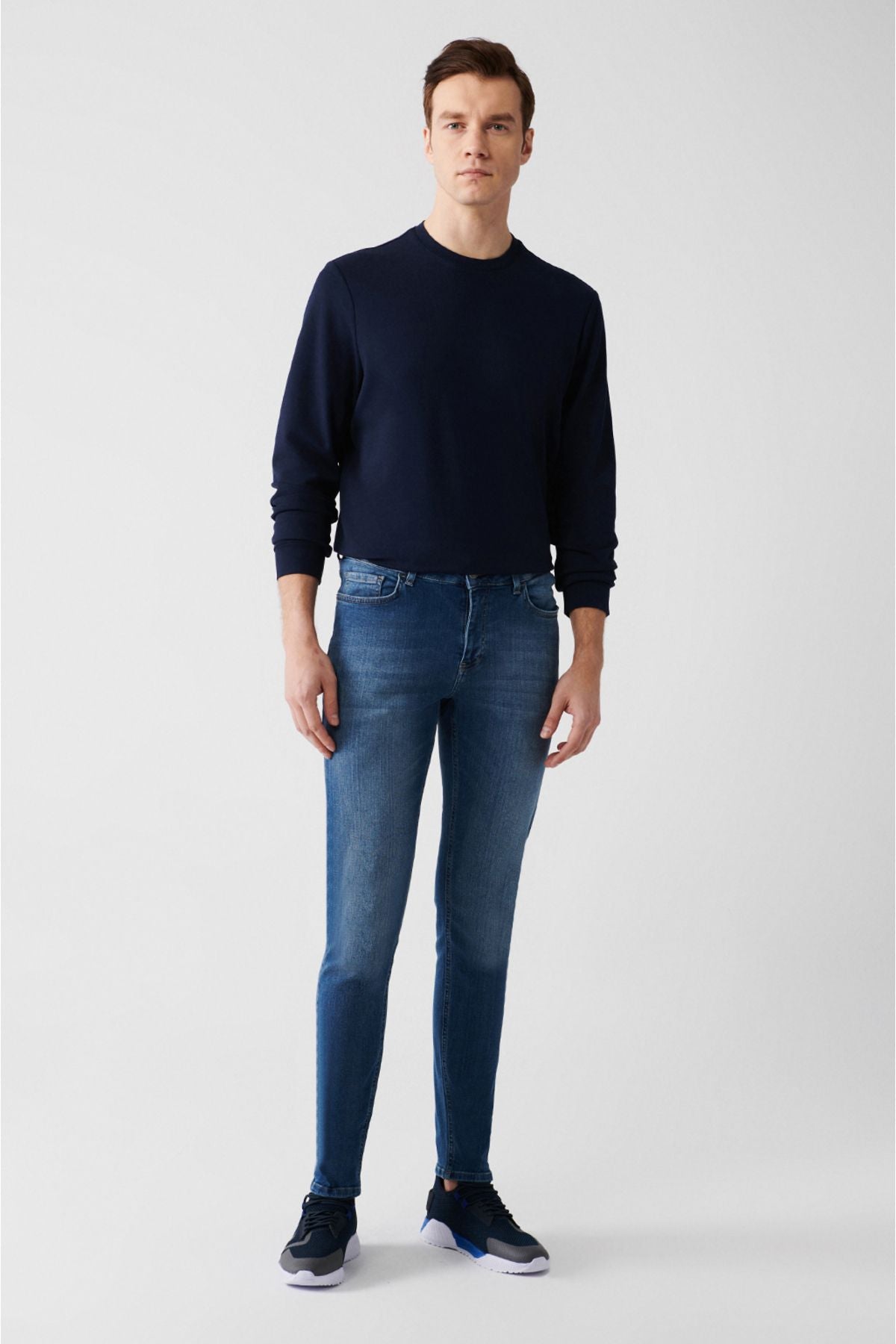 Men's Blue Obedness Washing Flexible Jean Pants B003506