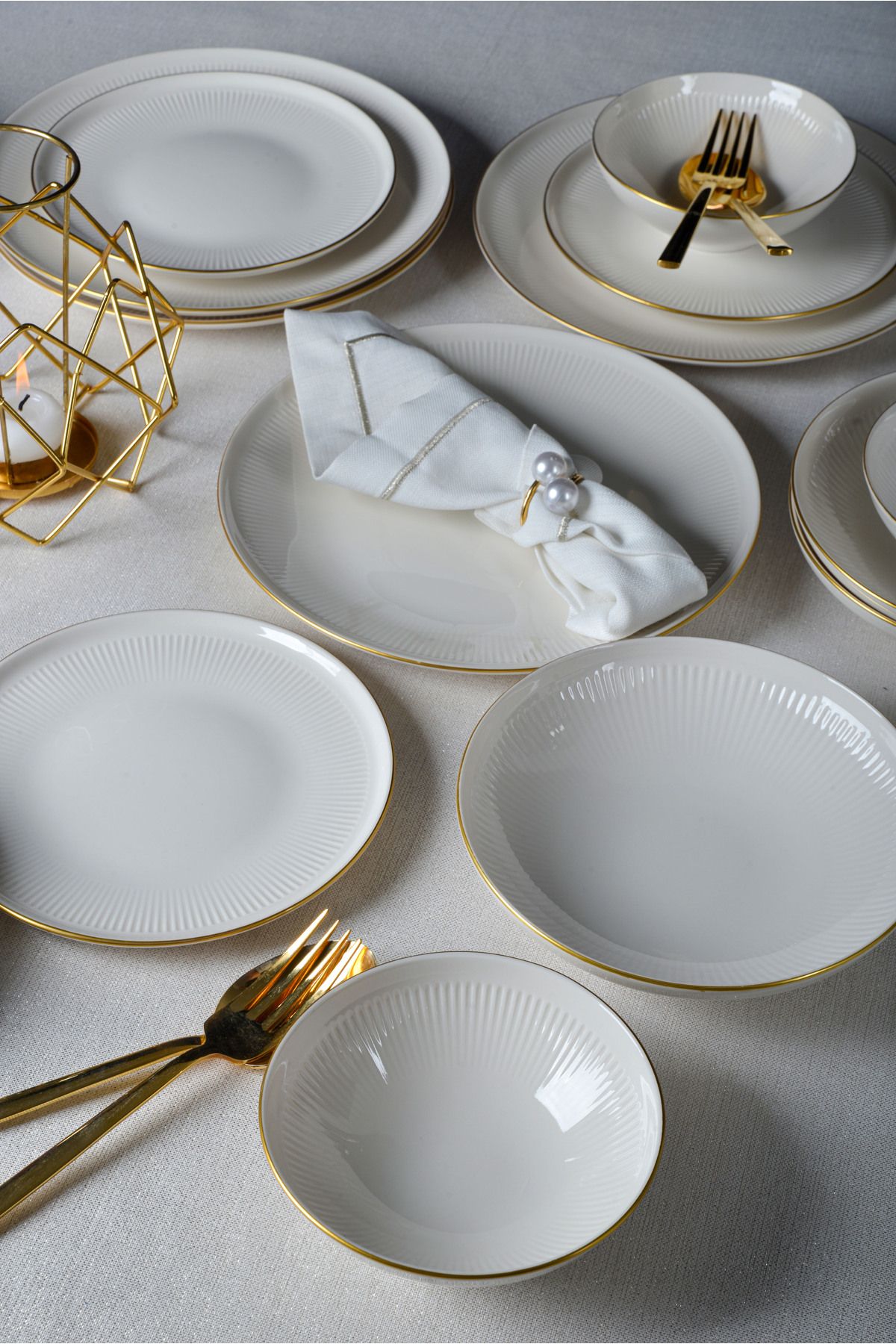 DREAM 24 PIECES 6 PEOPLE GOLD PORCELEEN DINNER SET