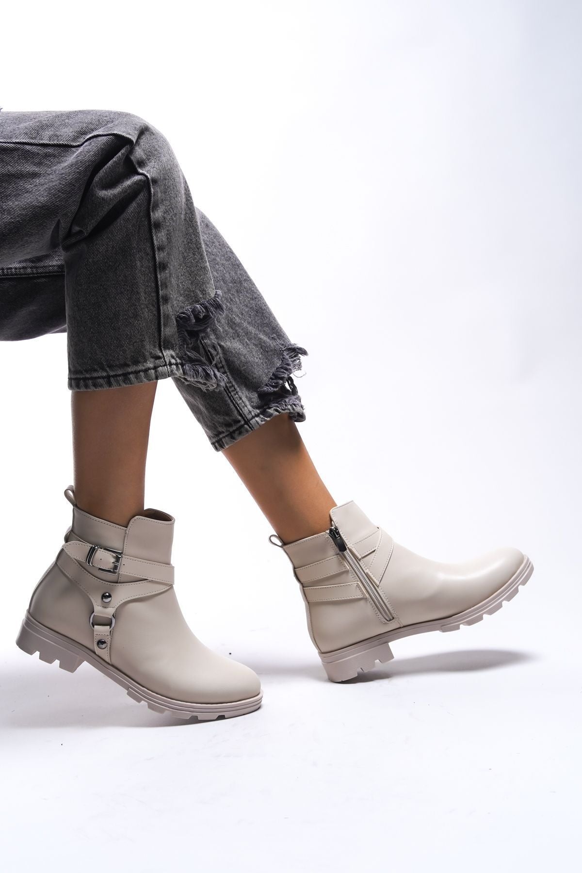 Lislaevar Women's Boka Detailed Bot 0012202 Beige Skin