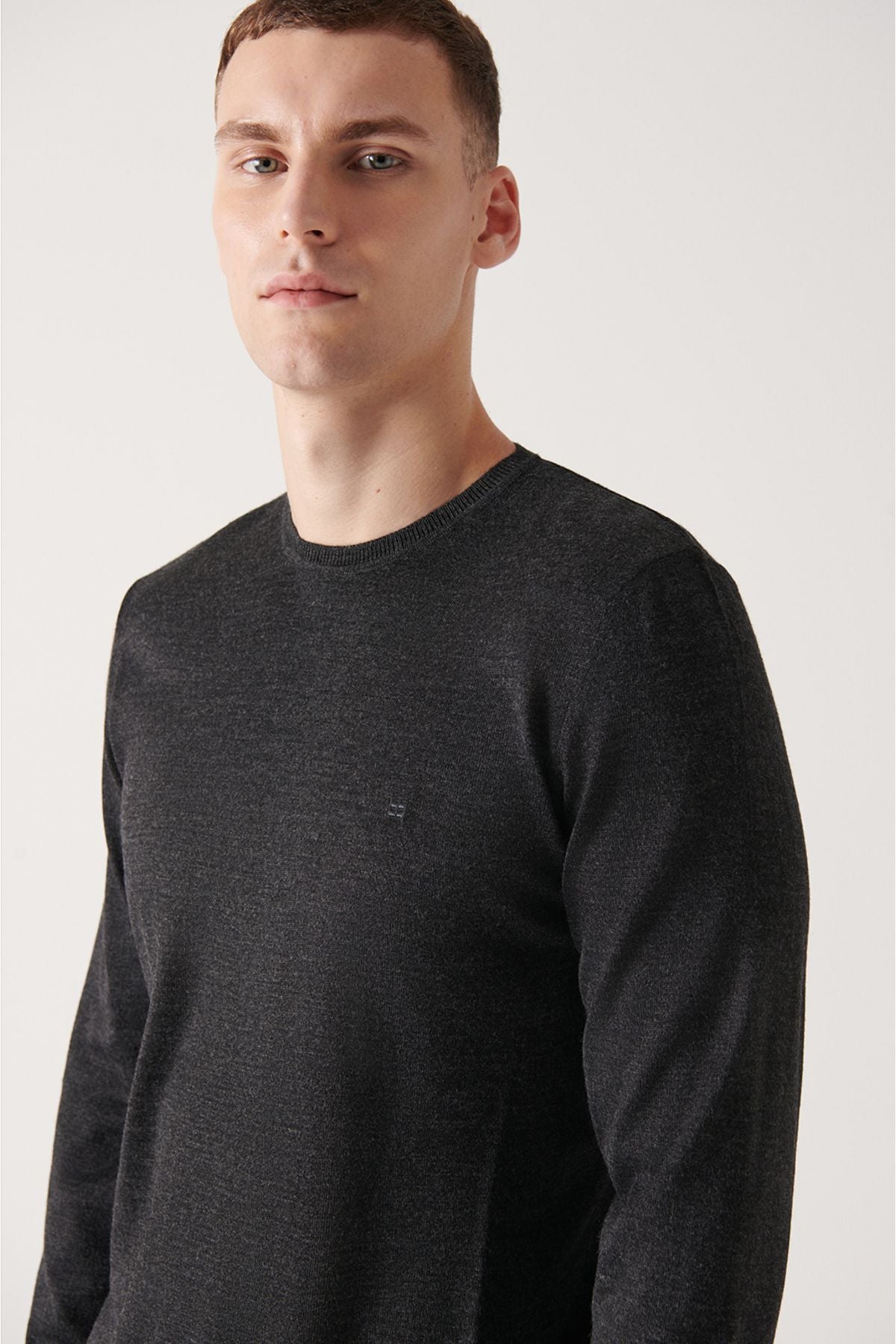 Men's anthracit bike collar woolen Basic knitwear sweater A22y5110