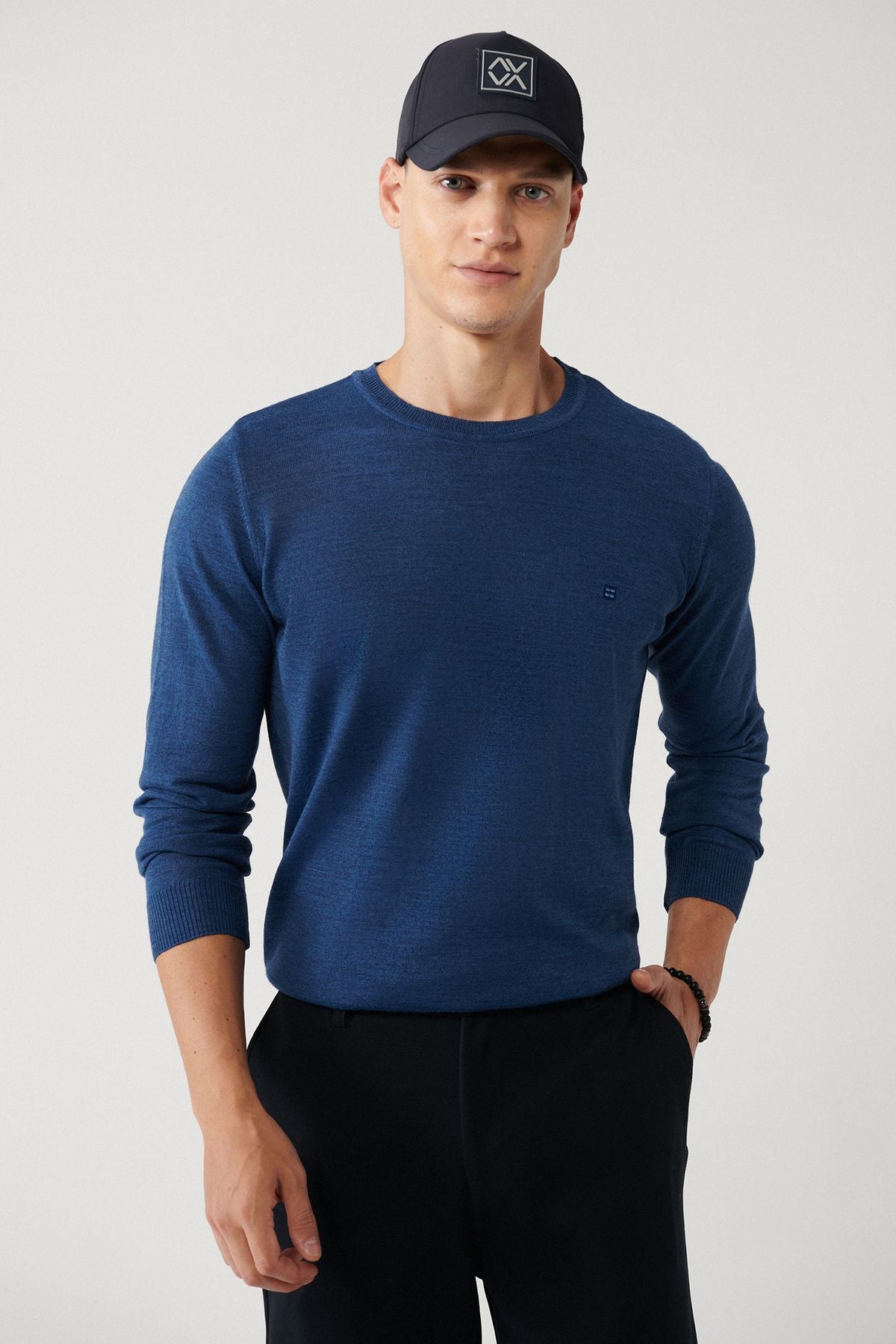 Men's Indigo Bicycle Bike Wool Mixed Knitwear Sweater B005013