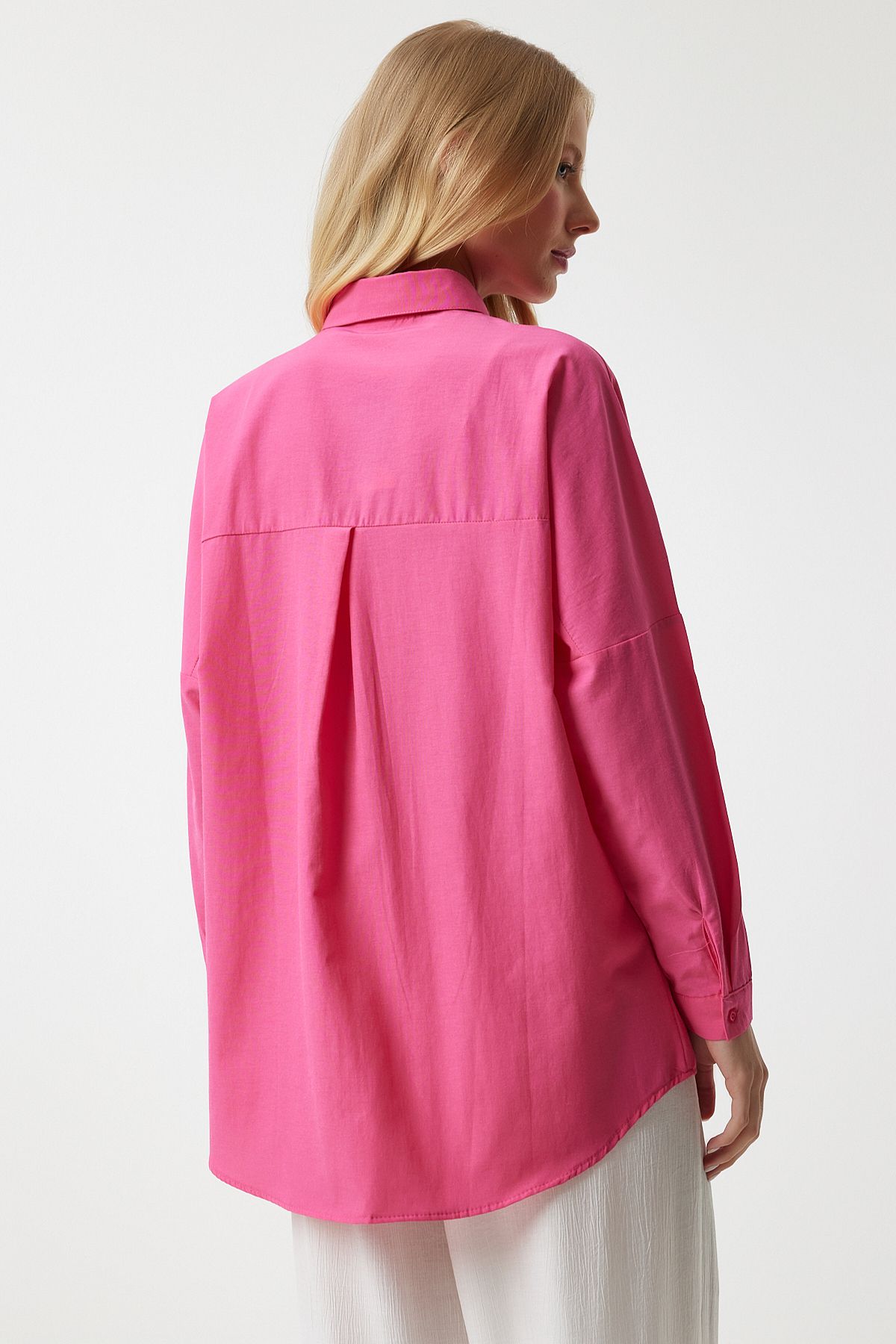 Woman Dark Pink Oversize Long Basic Shirt DD00842