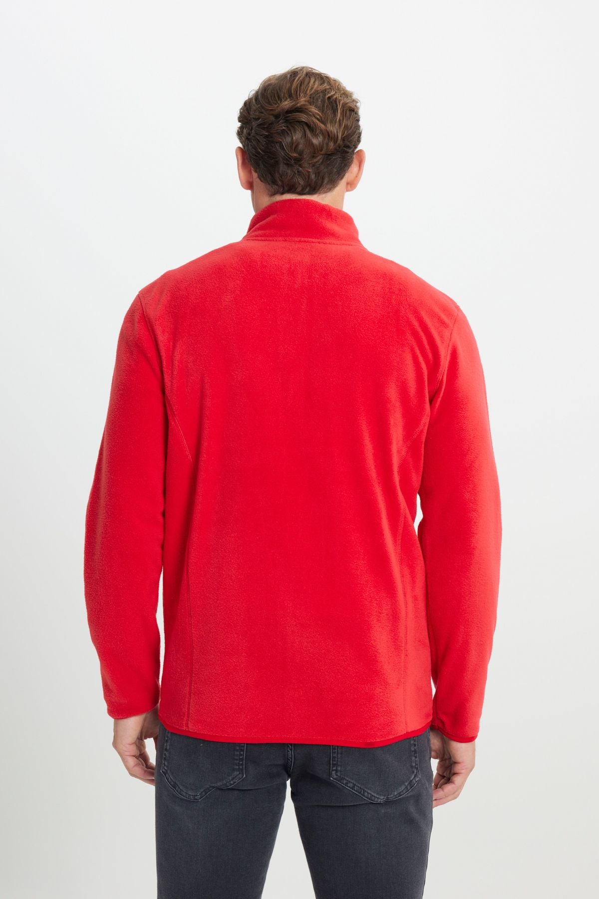 Men's Red Anti-Pilling Flash Standard Fit Bato Yaka Sweatshirt Polar Jacket