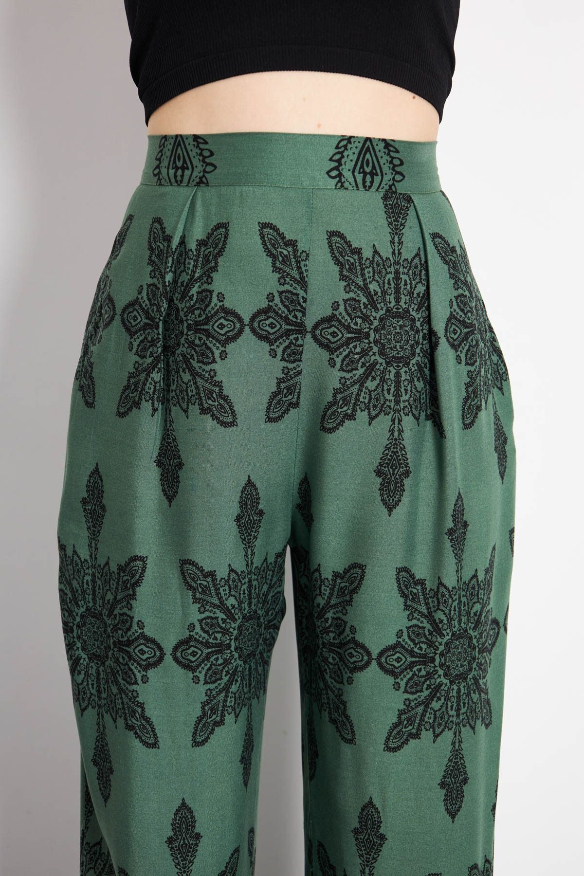 Woman Dark Green Patterned abundant trousers Arm-23001124